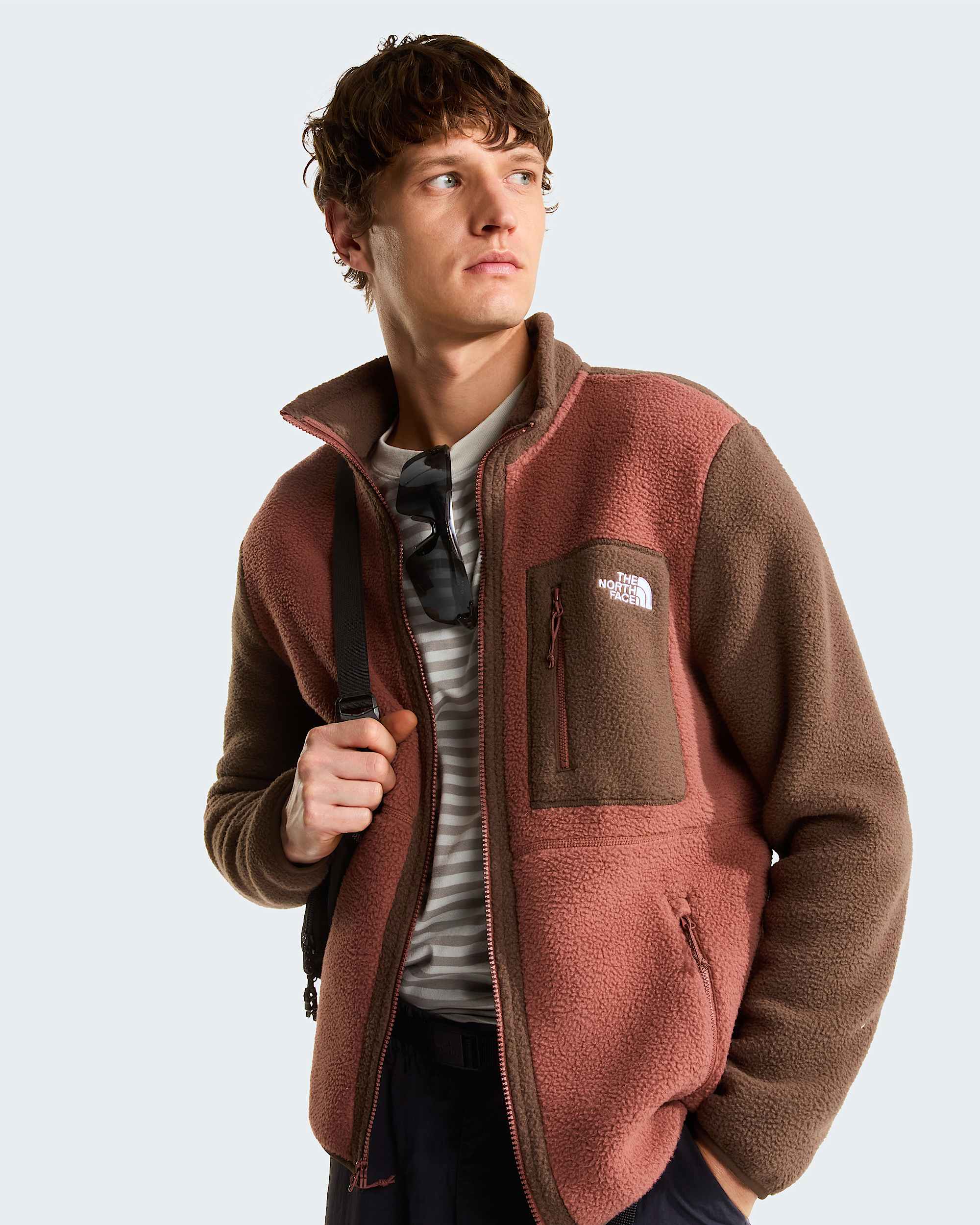 Yumiori Fleecejacke mit durchgehendem RV für Herren – Copper Silt-Smokey Brown