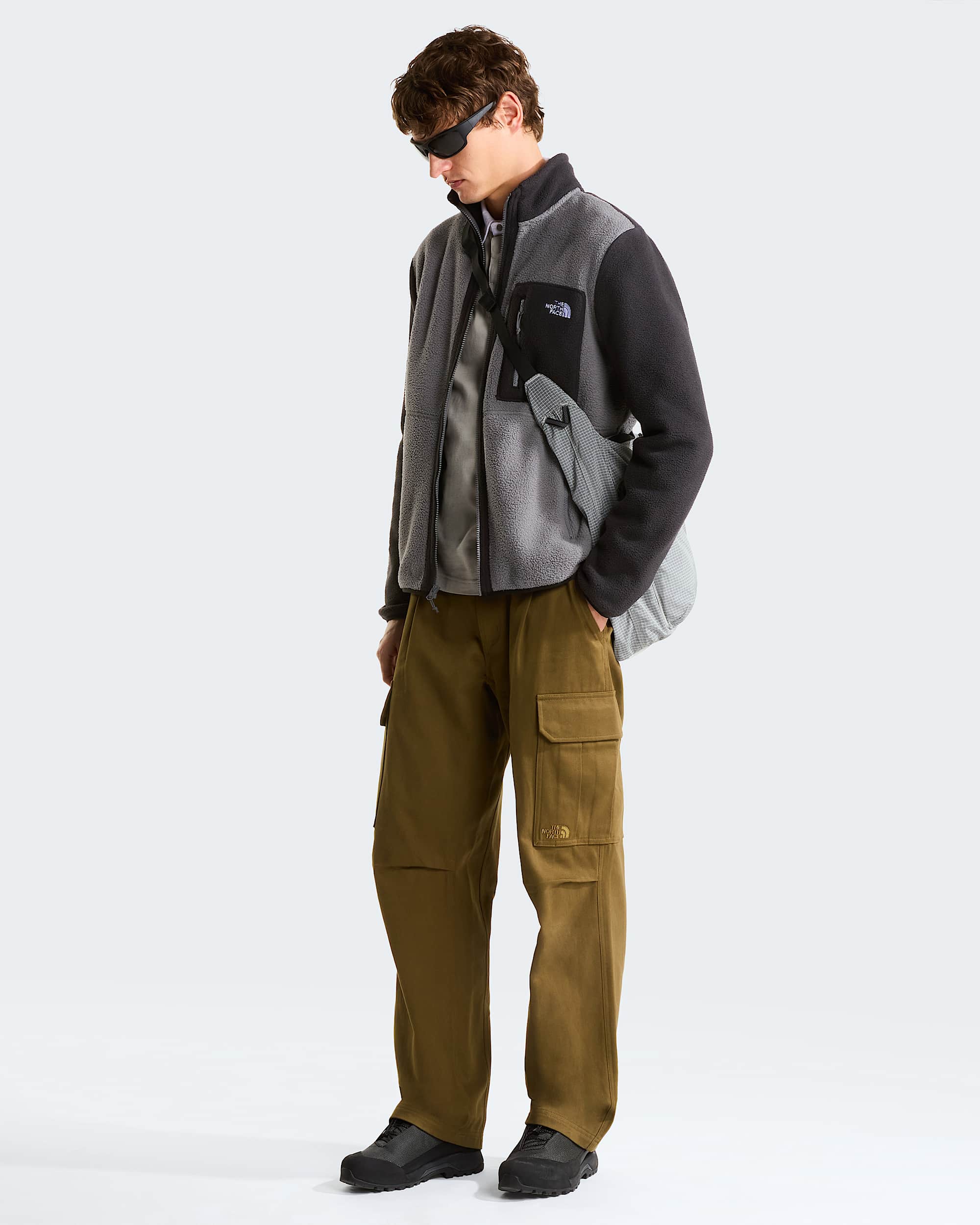 Yumiori Fleecejacke mit durchgehendem RV für Herren – Smoked Pearl-TNF Black