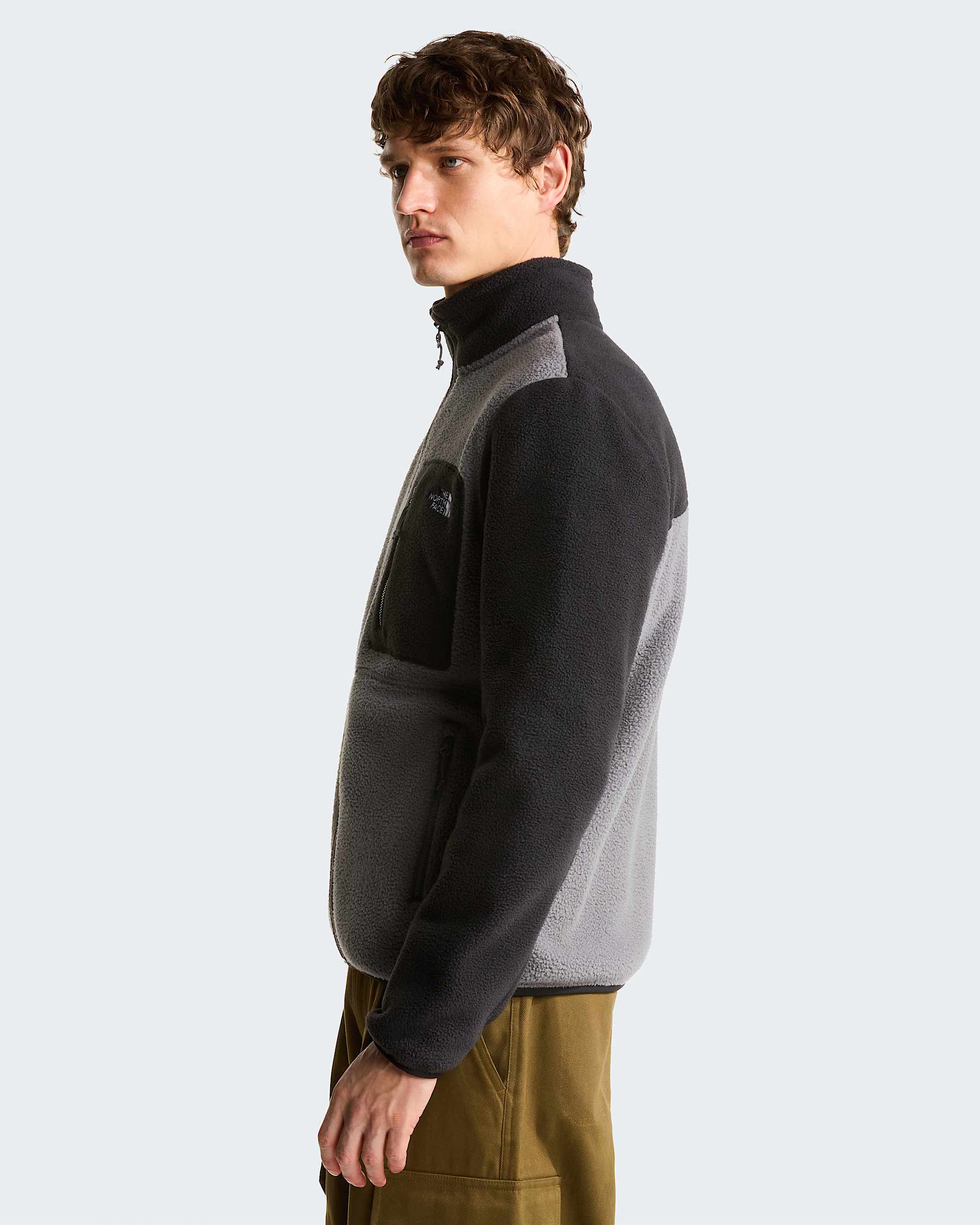 Yumiori Fleecejacke mit durchgehendem RV für Herren – Smoked Pearl-TNF Black
