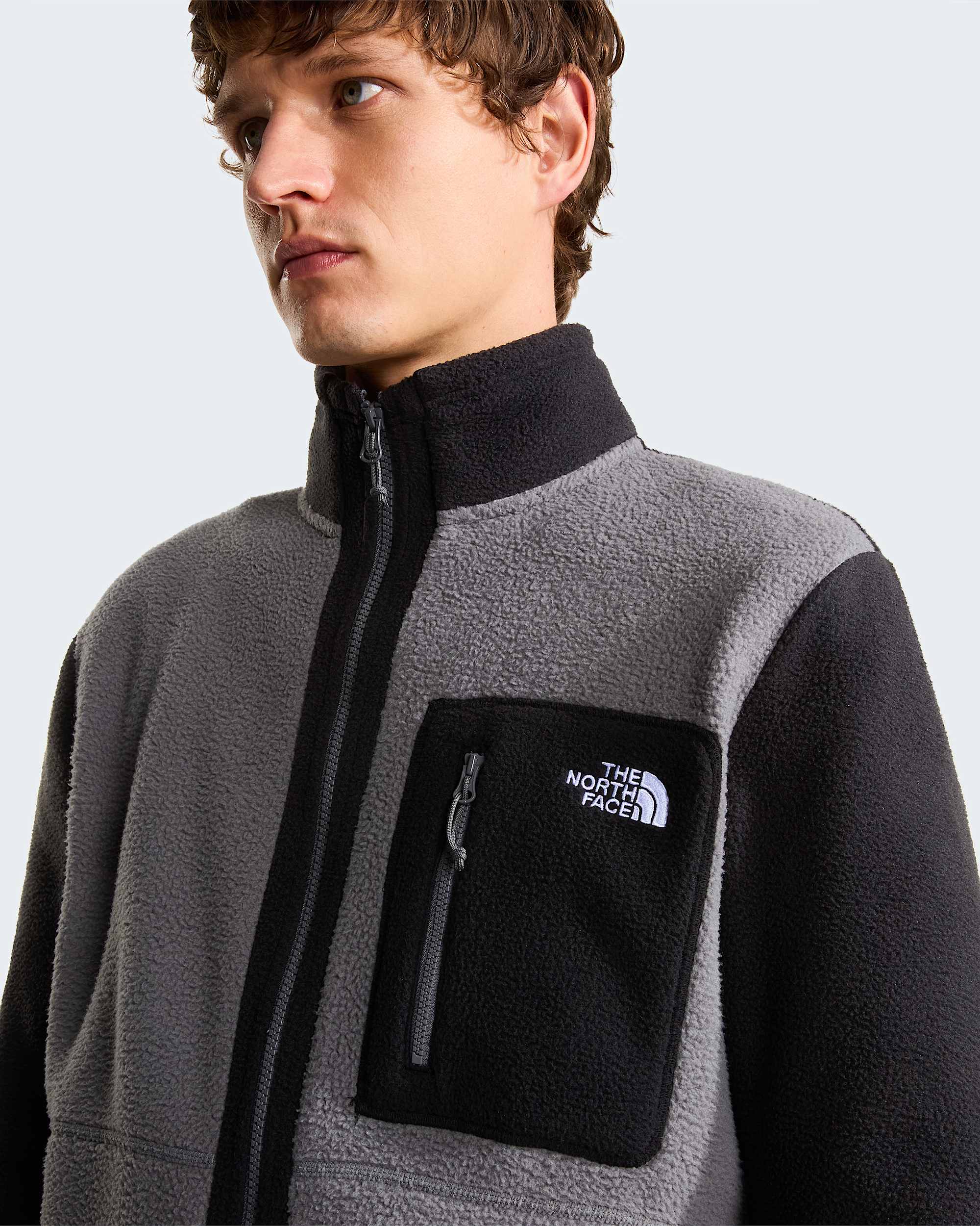 Yumiori Fleecejacke mit durchgehendem RV für Herren – Smoked Pearl-TNF Black