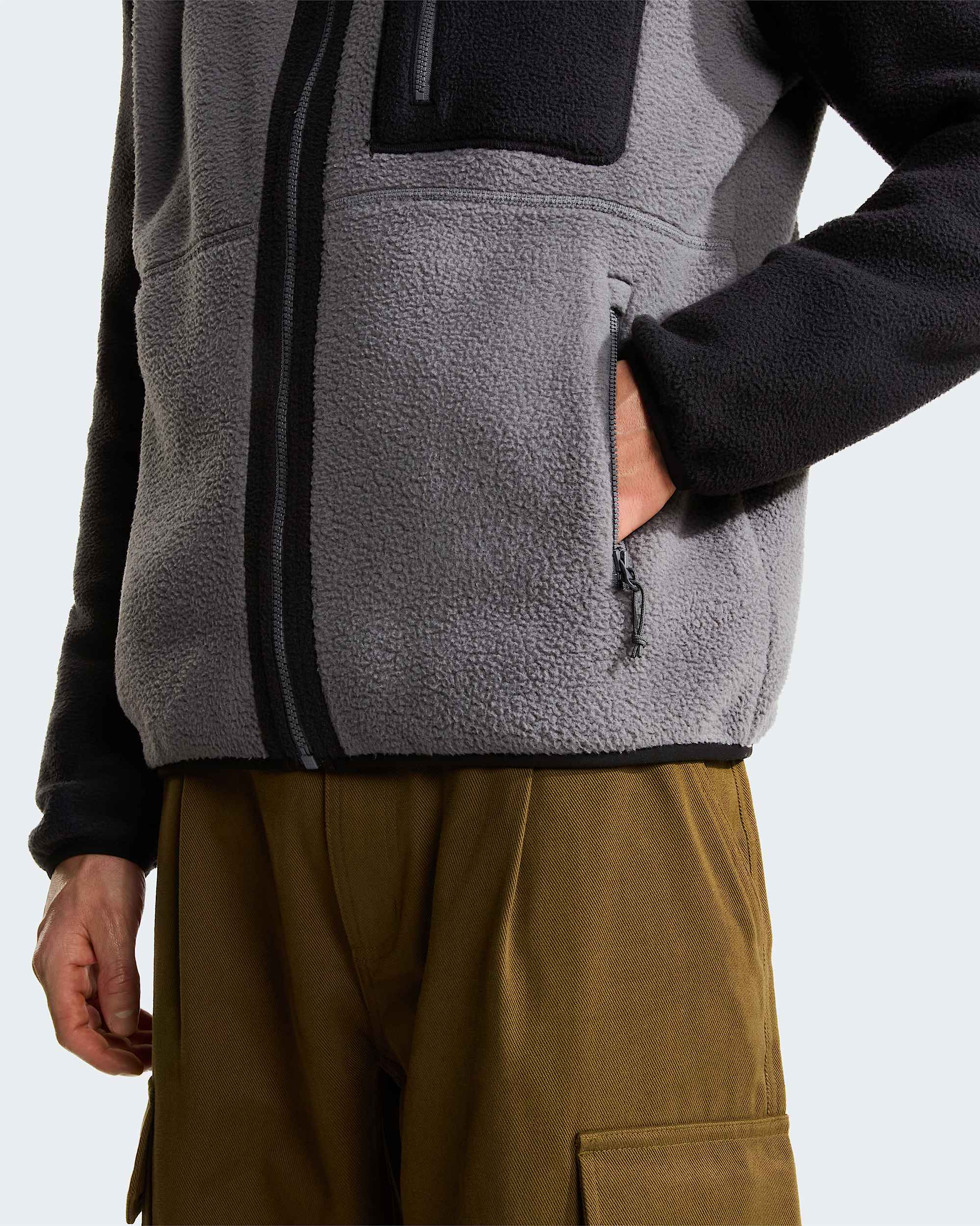 Yumiori Fleecejacke mit durchgehendem RV für Herren – Smoked Pearl-TNF Black