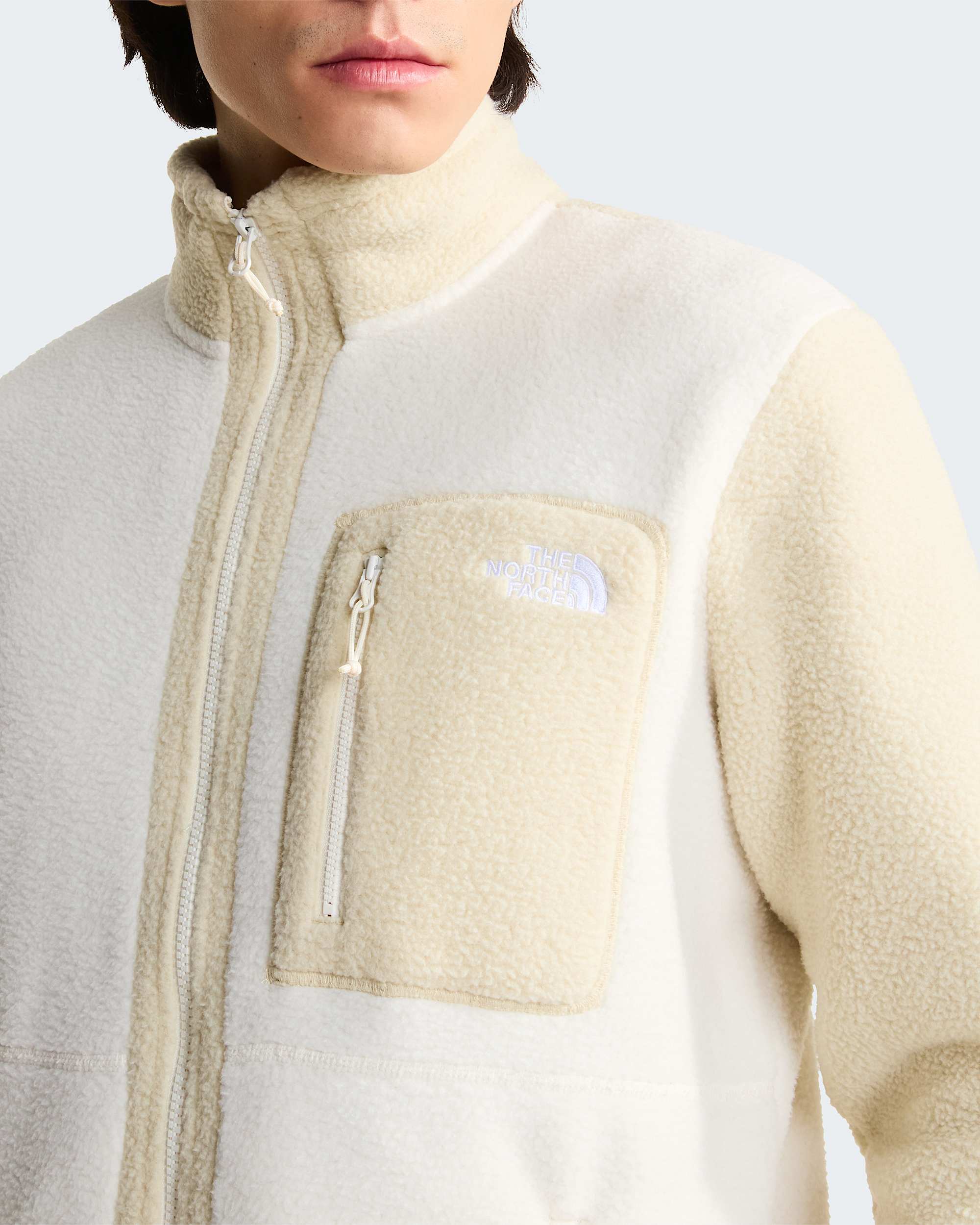 Yumiori Fleecejacke mit durchgehendem RV für Herren – White Dune-Desert Stone