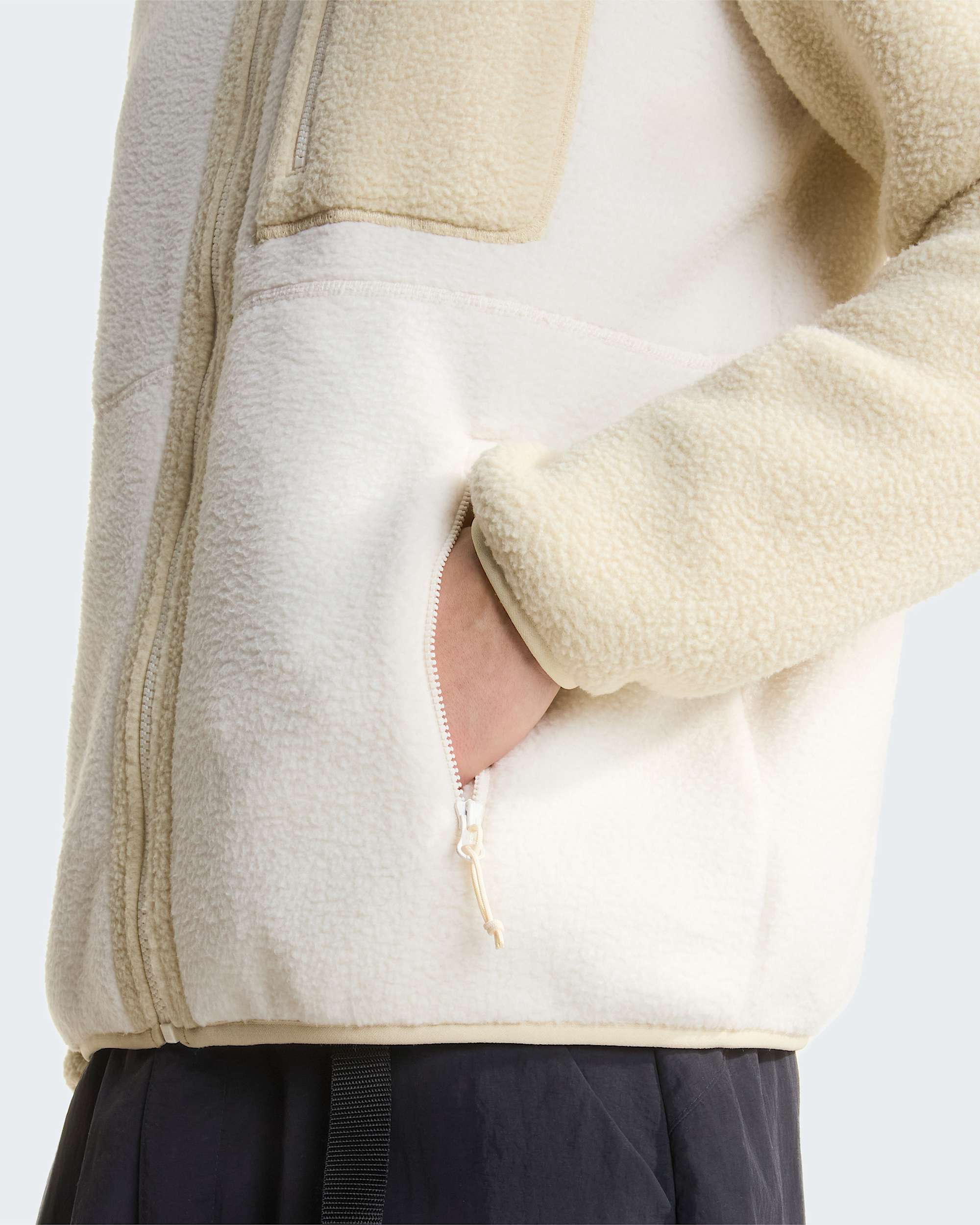 Yumiori Fleecejacke mit durchgehendem RV für Herren – White Dune-Desert Stone