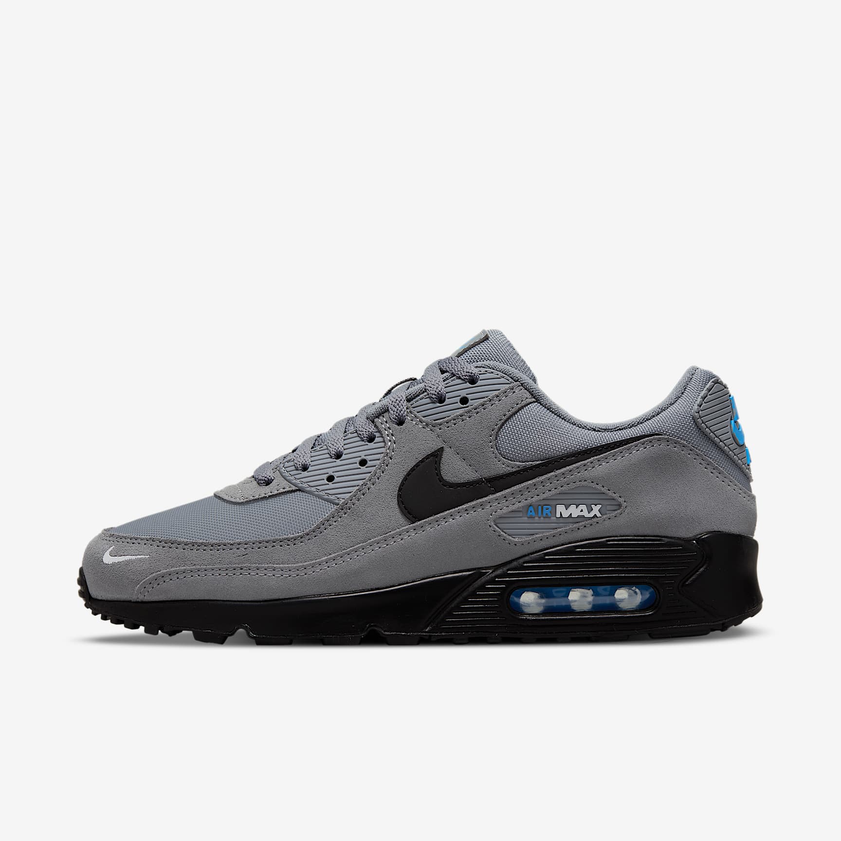 Nike Air Max 90 Herrenschuh – Smoke Grey/Light Photo Blue/Metallic Silver/Schwarz