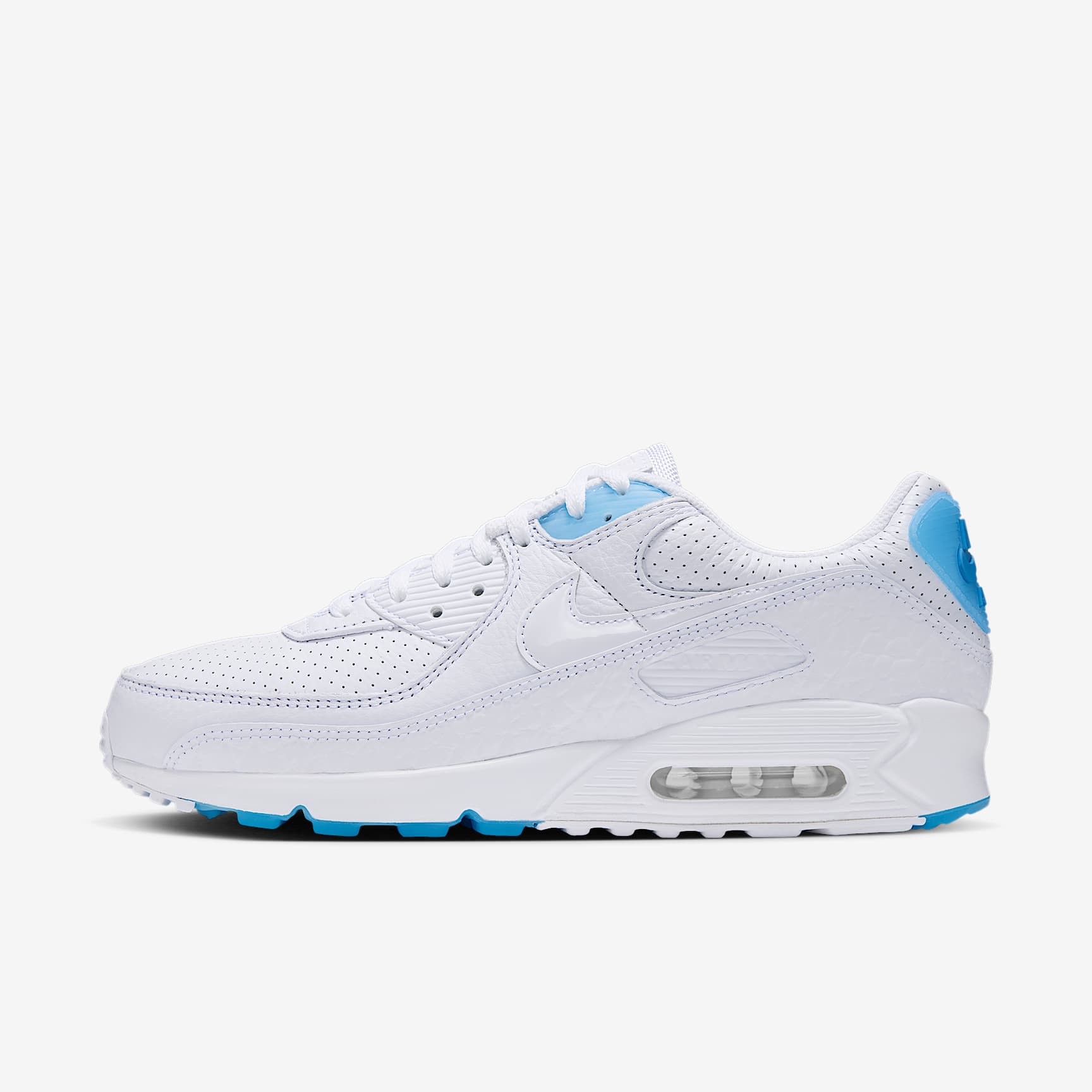 Nike Air Max 90 Schuh (Herren) – Weiß/Aurora Blue/Weiß