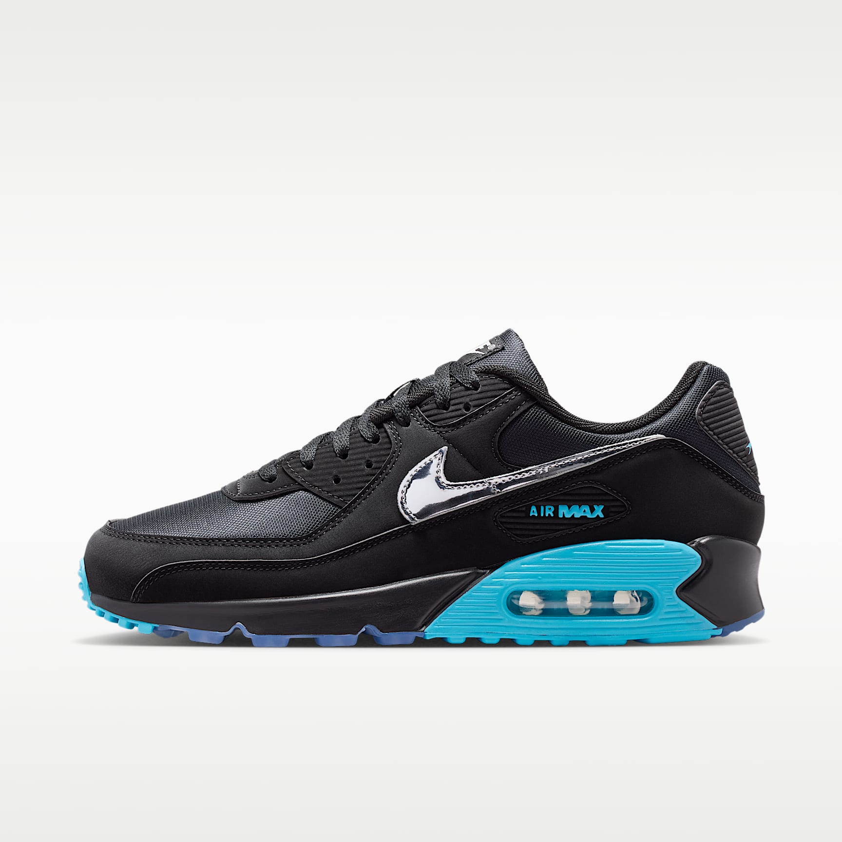 Nike Air Max 90 Premium "Scorpion" Schuh (Herren) – Schwarz/Gamma Blue/Ice/Chrome
