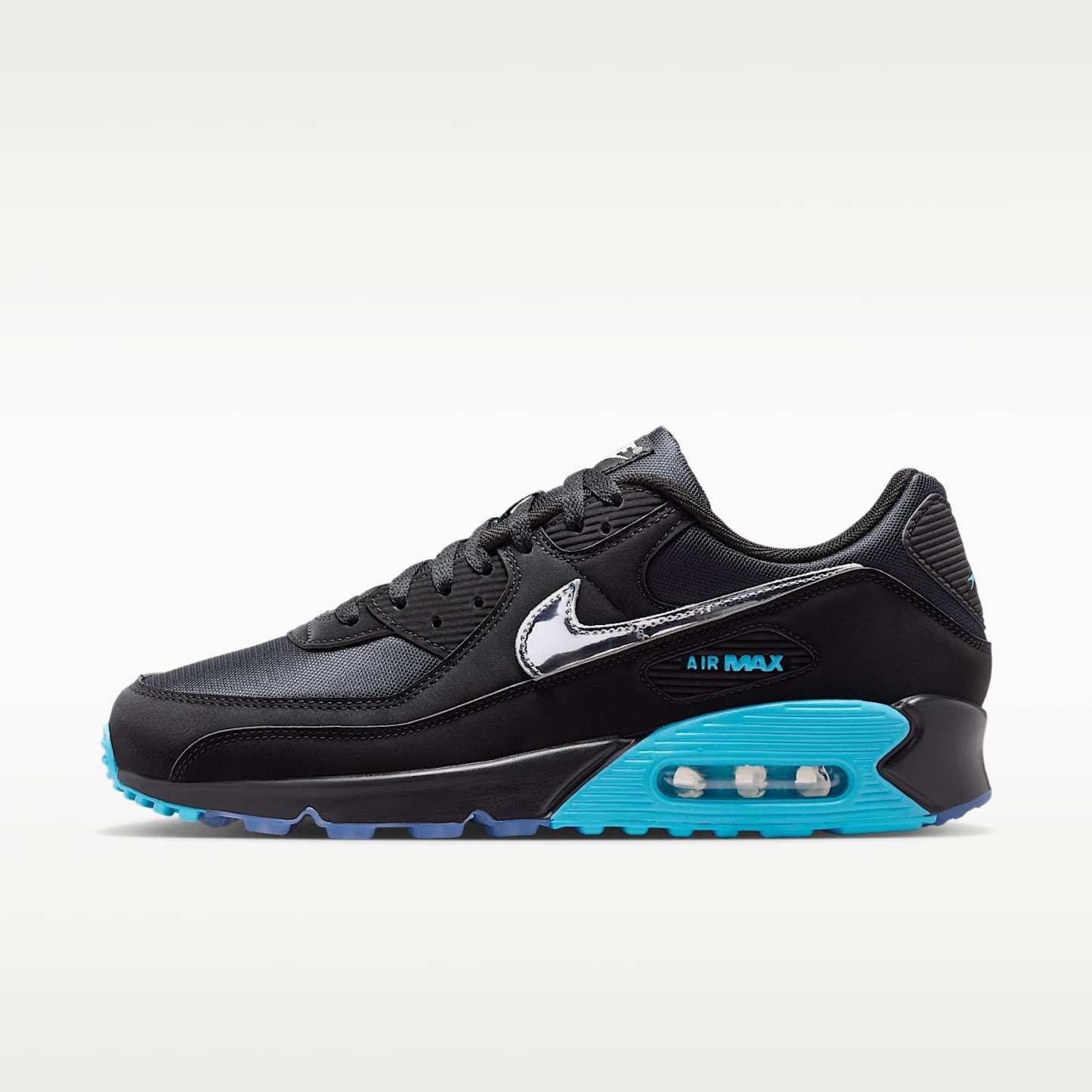 Nike Air Max 90 Premium "Scorpion" Schuh (Herren) – Schwarz/Gamma Blue/Ice/Chrome