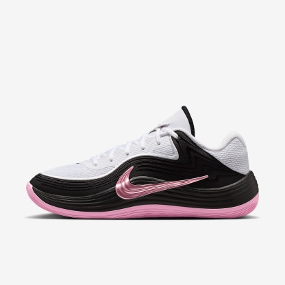 Nike Precision 8 Low Basketballschuh (Herren) – Weiß/Schwarz/Pink Rise/Pink Rise