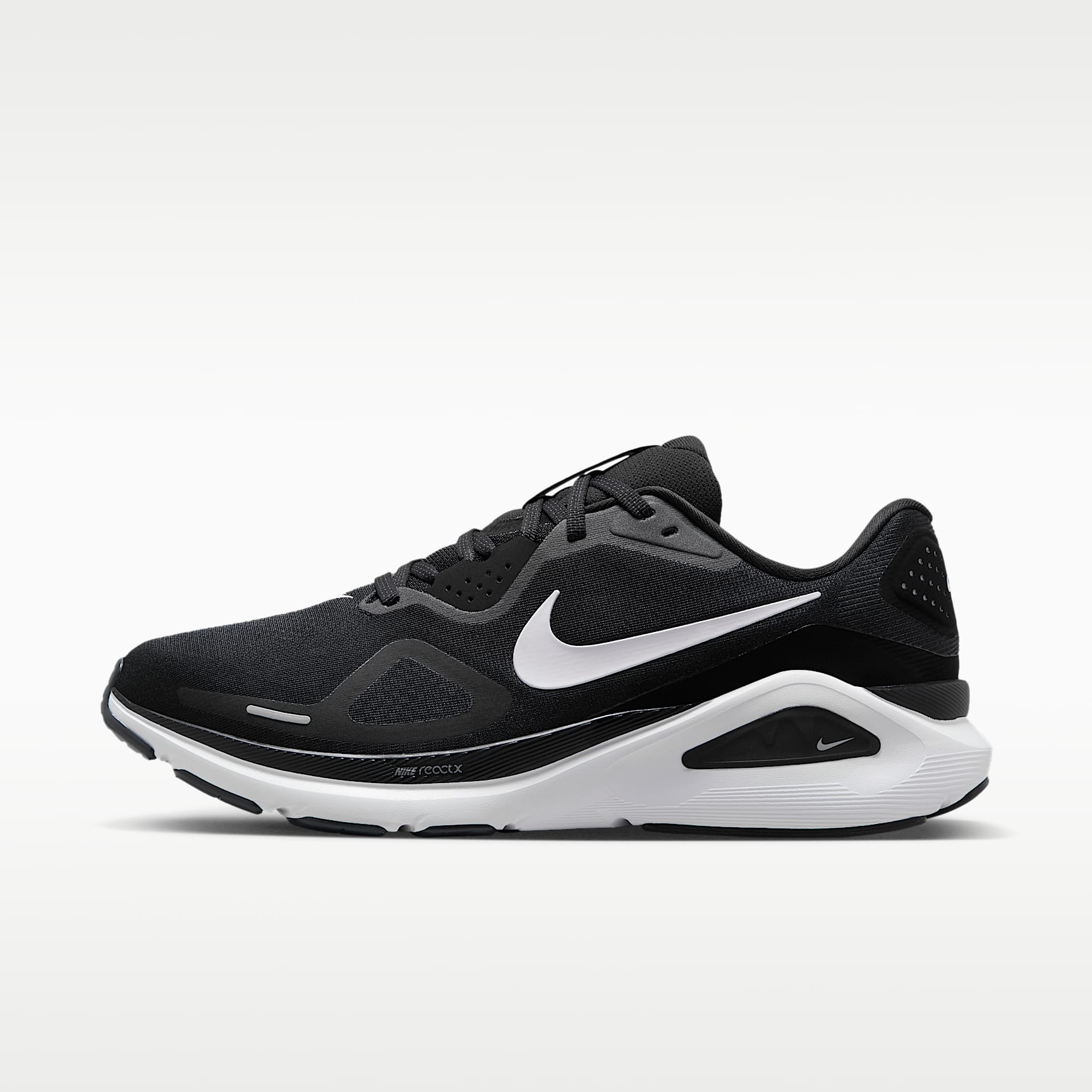 Nike Structure 26 Straßenlaufschuh (weit, Herren) – Schwarz/Wolf Grey/Metallic Silver/Weiß