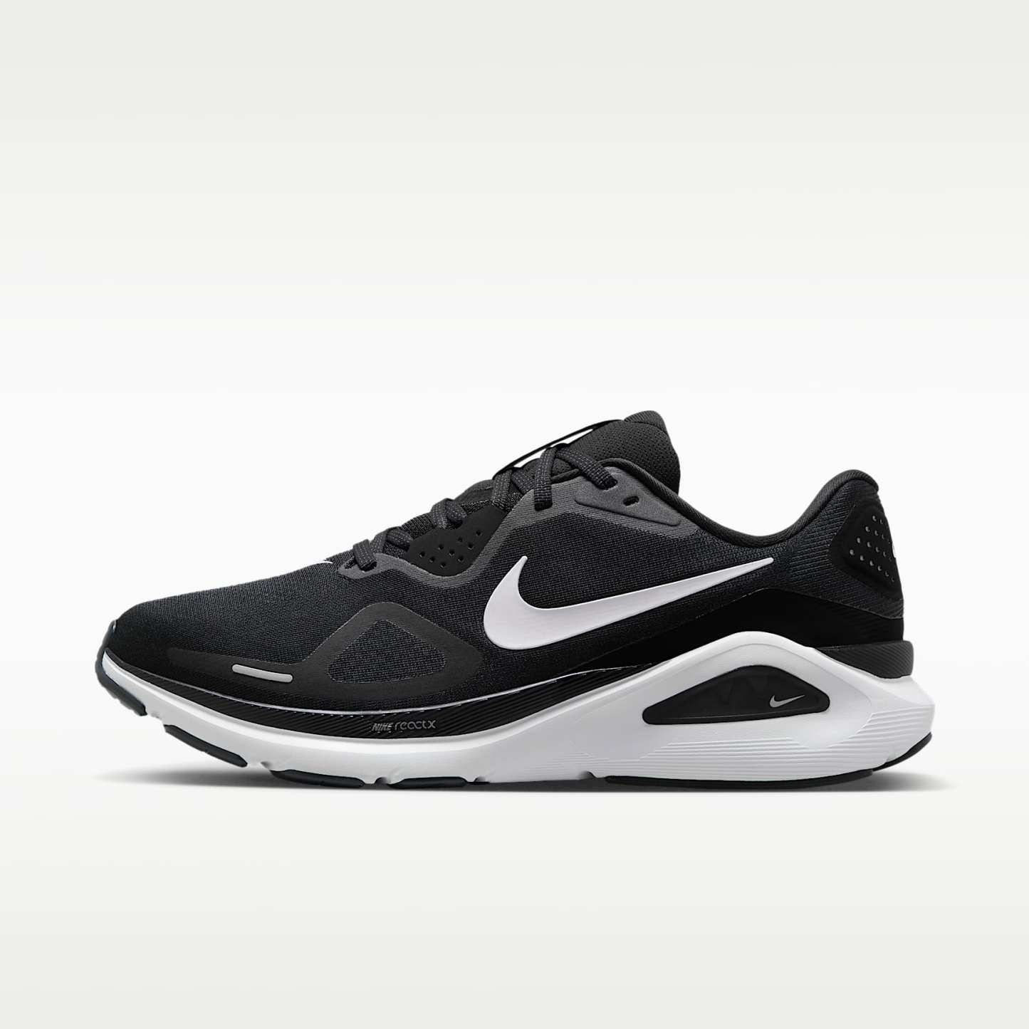 Nike Structure 26 Straßenlaufschuh (weit, Herren) – Schwarz/Wolf Grey/Metallic Silver/Weiß