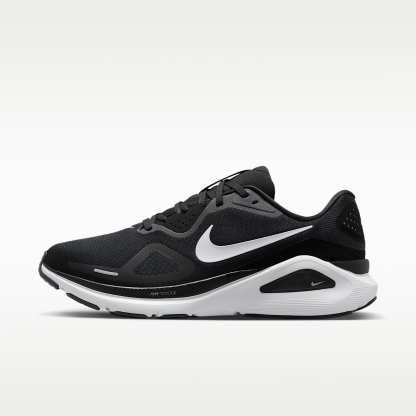 Nike Structure 26 Straßenlaufschuh (weit, Herren) – Schwarz/Wolf Grey/Metallic Silver/Weiß