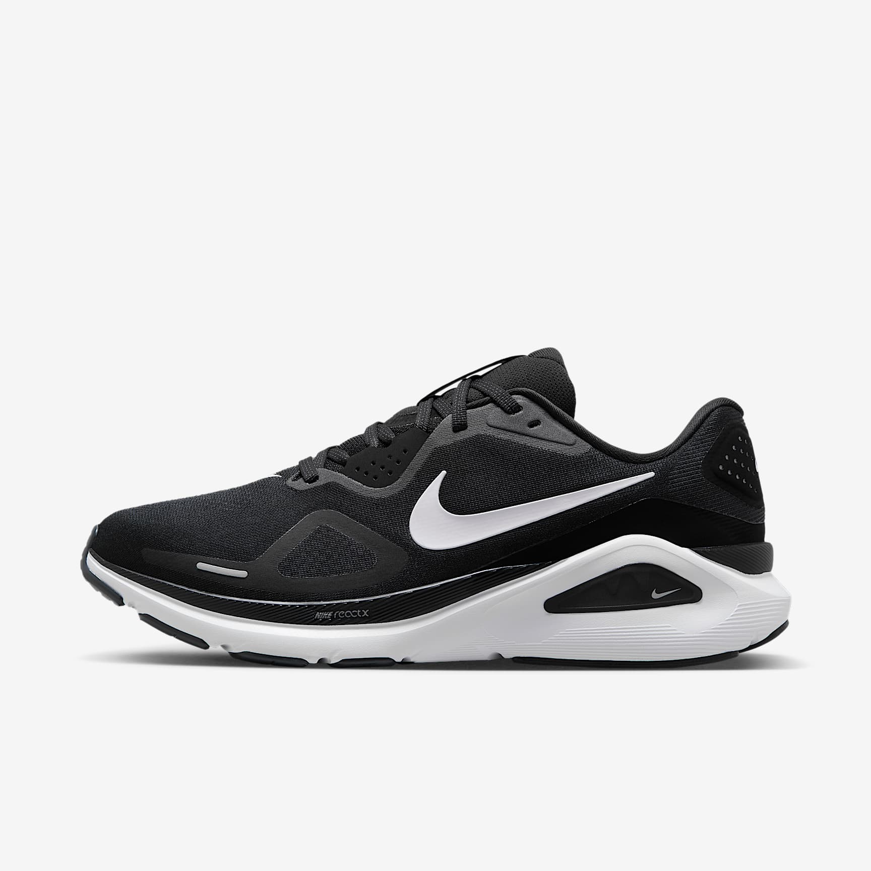 Nike Structure 26 Straßenlaufschuh (weit, Herren) – Schwarz/Wolf Grey/Metallic Silver/Weiß