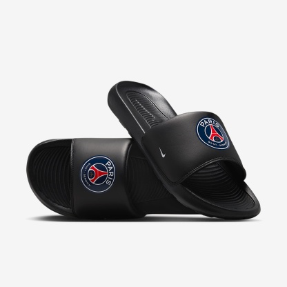 Paris Saint-Germain Victori One Nike Fußball-Slides (Herren) – Schwarz/Multi-Color/Weiß