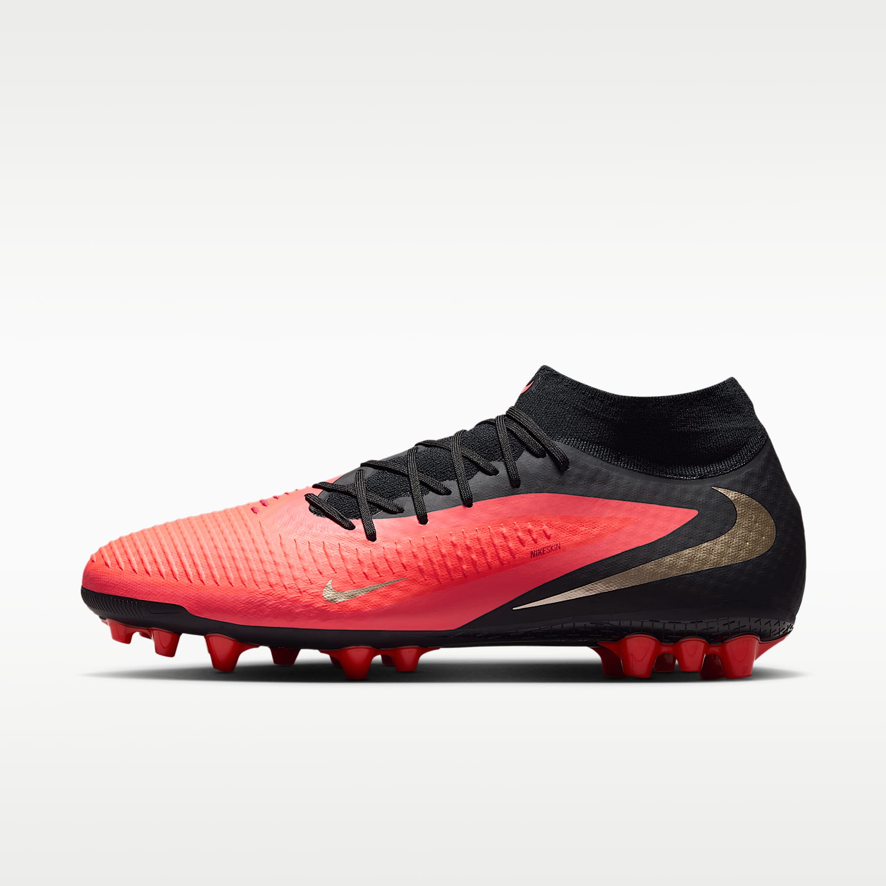 Nike Phantom 6 High Academy Fußballschuh für Kunstrasen – Bright Crimson/Schwarz/Blur