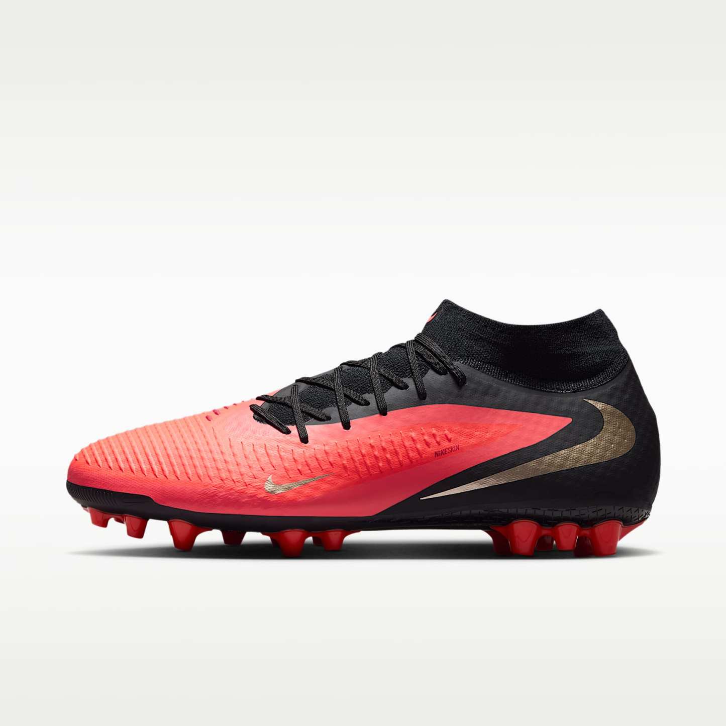 Nike Phantom 6 High Academy Fußballschuh für Kunstrasen – Bright Crimson/Schwarz/Blur