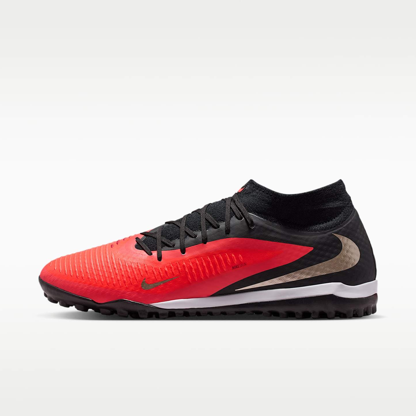 Nike Phantom 6 High Academy Fußballschuh für Turf – Bright Crimson/Schwarz/Blur