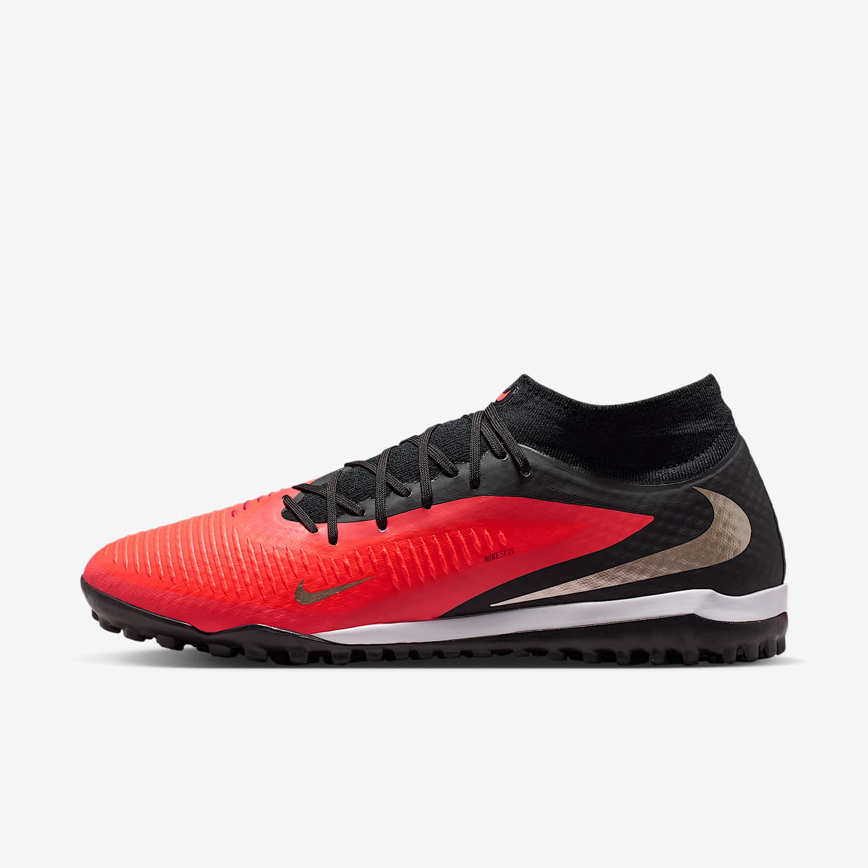 Nike Phantom 6 High Academy Fußballschuh für Turf – Bright Crimson/Schwarz/Blur