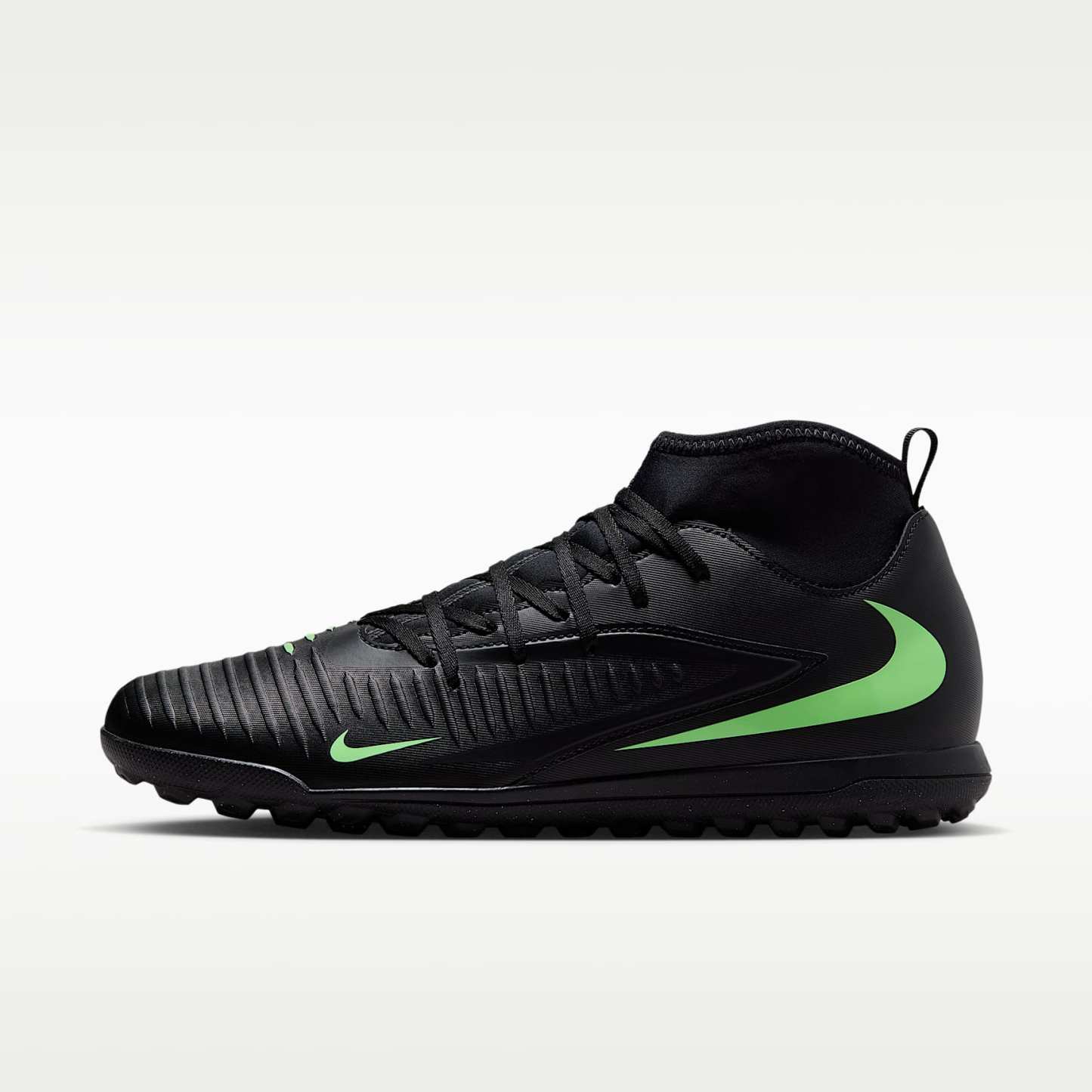 Nike Phantom 6 High Club Fußballschuh für Turf – Schwarz/Schwarz/Illusion Green