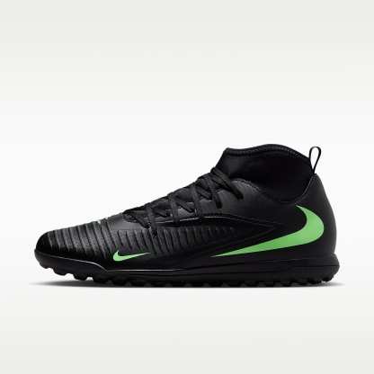 Nike Phantom 6 High Club Fußballschuh für Turf – Schwarz/Schwarz/Illusion Green