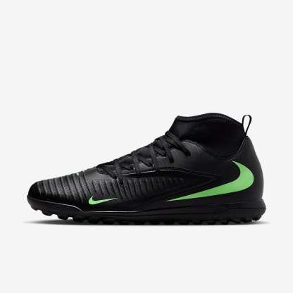 Nike Phantom 6 High Club Fußballschuh für Turf – Schwarz/Schwarz/Illusion Green