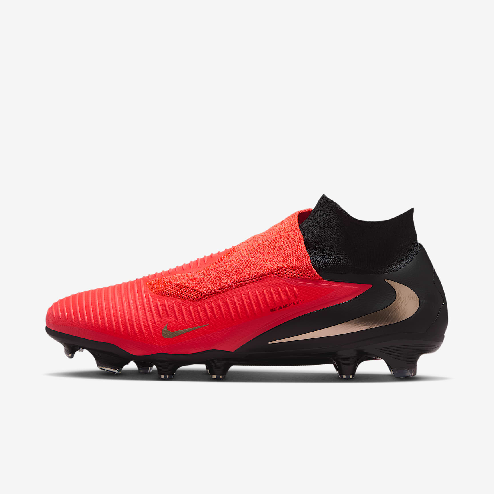 Nike Phantom 6 High Pro Fußballschuh für normalen Rasen – Bright Crimson/Schwarz/Blur