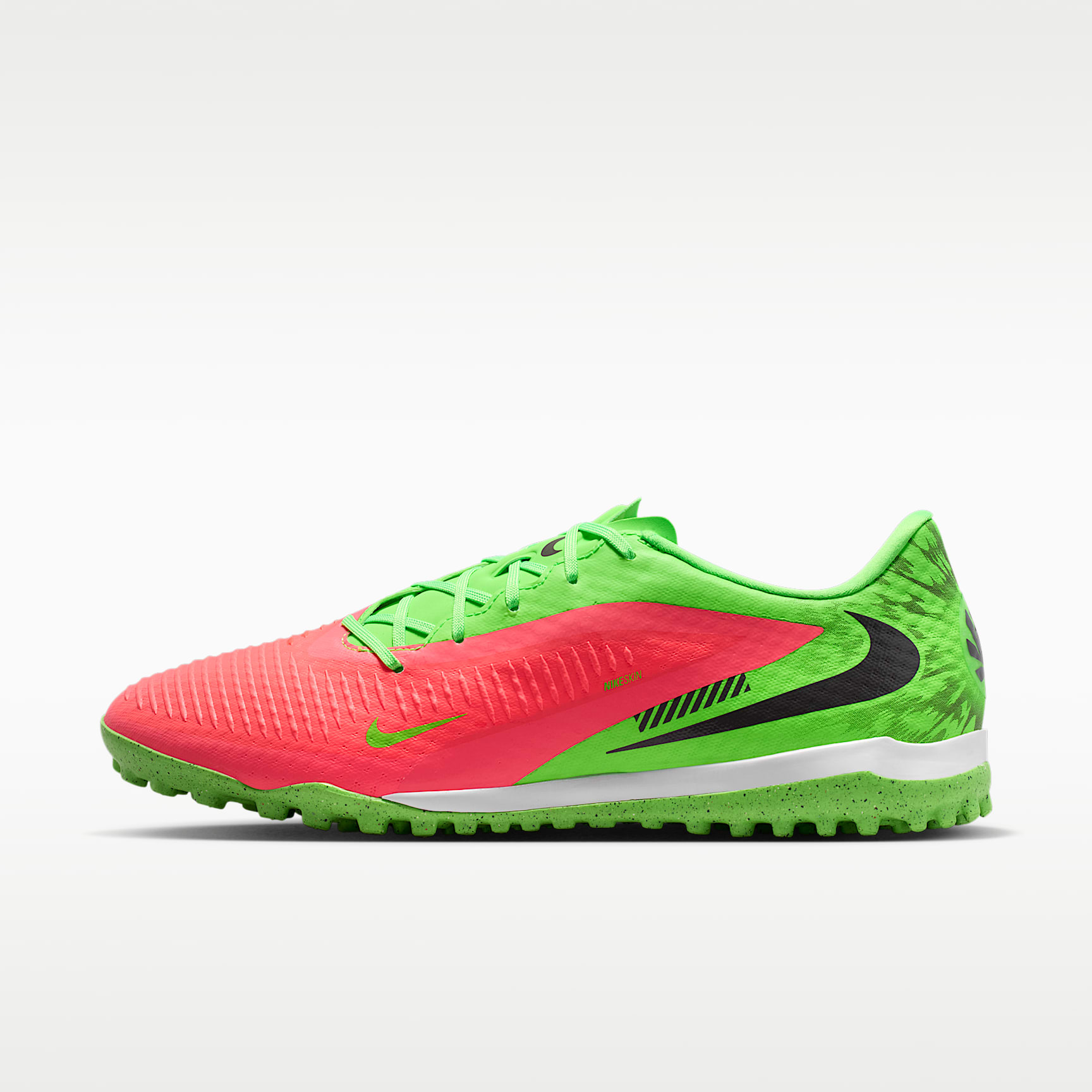 Nike Phantom 6 Low Academy "Erling Haaland" Fußballschuh für Turf – Hot Punch/Green Strike/Schwarz