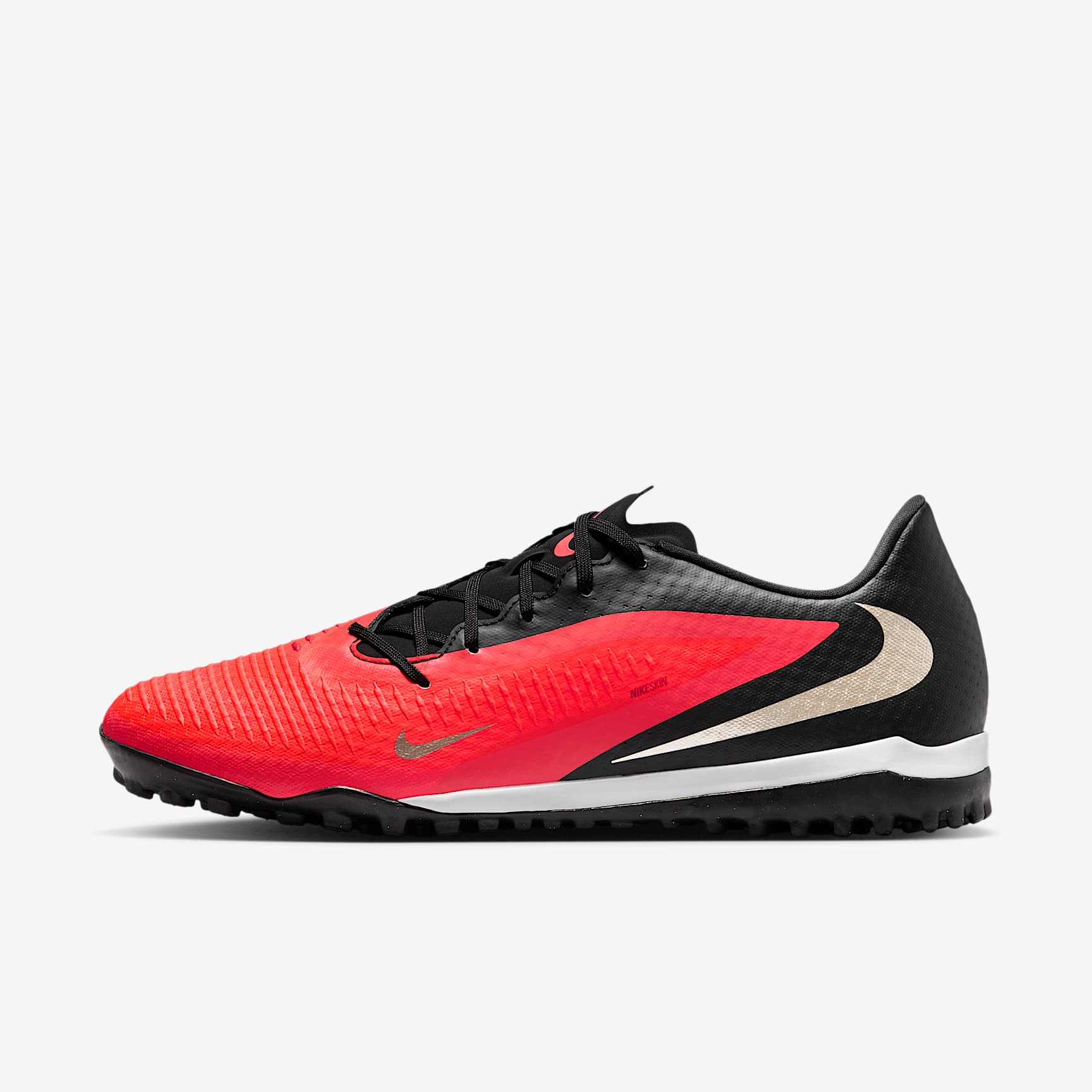 Nike Phantom 6 Low Academy Fußballschuh für Turf – Bright Crimson/Schwarz/Blur
