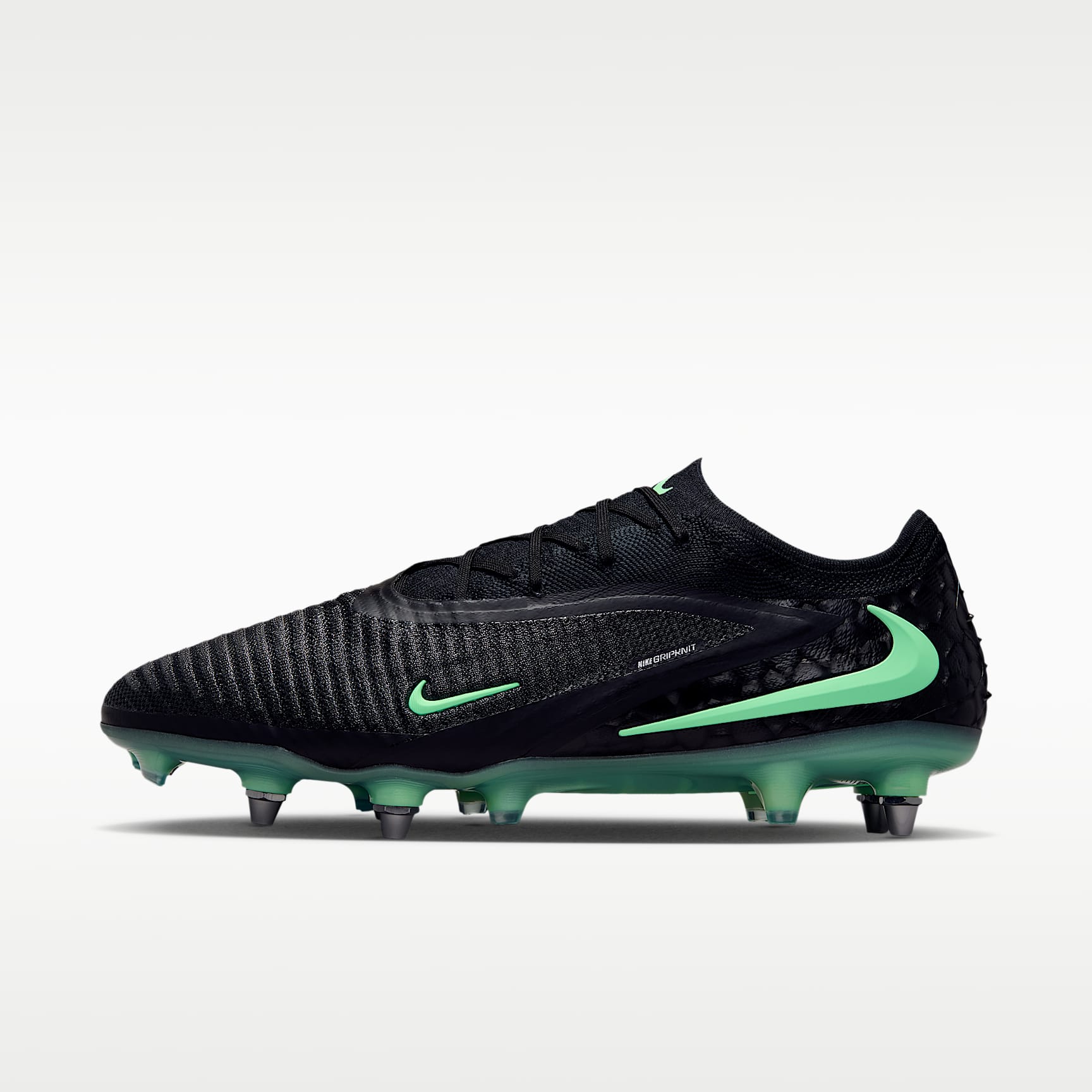 Nike Phantom 6 Low Elite Fußballschuh für weichen Rasen – Schwarz/Schwarz/Illusion Green