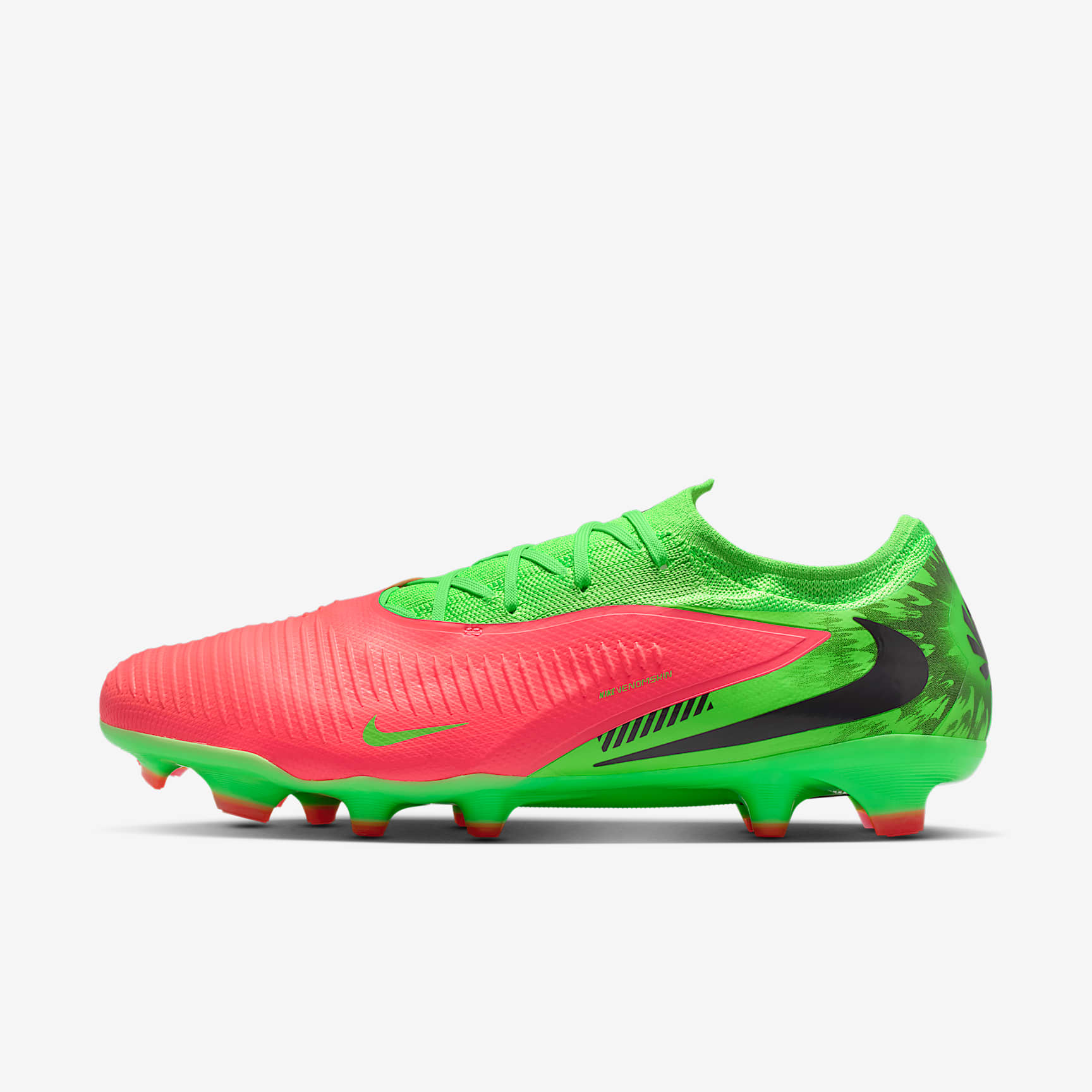 Nike Phantom 6 Low Pro "Erling Haaland" Fußballschuh für normalen Rasen – Hot Punch/Green Strike/Schwarz