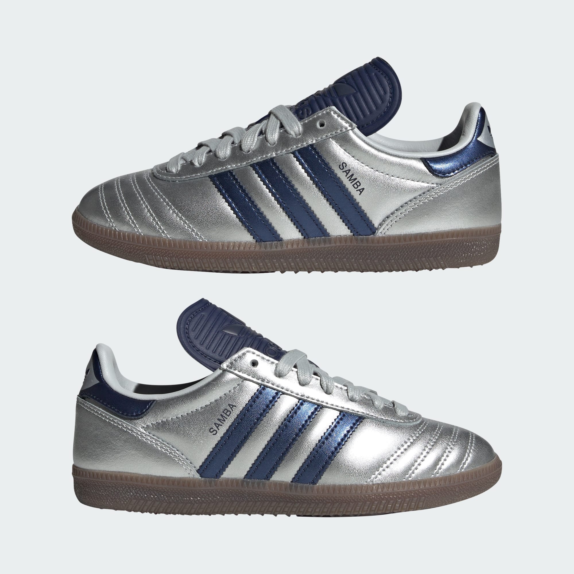 SAMBA JP SCHUH – Silver Metallic / Dark Blue / Gum – KI0541