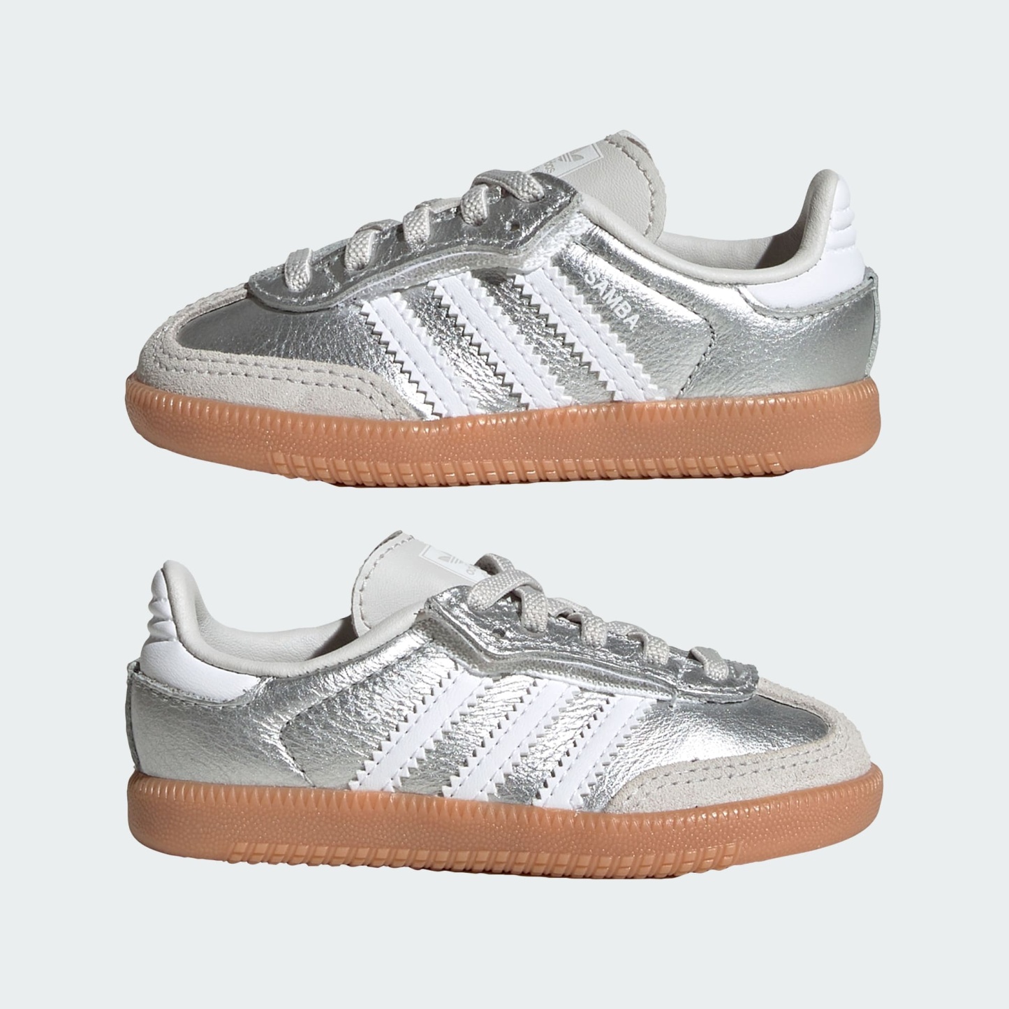 SAMBA OG SCHUH, KOMFORTVERSCHLUSS, ELASTISCHE SCHNÜRSENKEL – Silver Metallic / Cloud White / Gum – KK2346