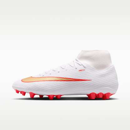Nike Mercurial Superfly 11 Academy High-Top-Fußballschuh für Kunstrasen – Weiß/Bright Crimson/Blur