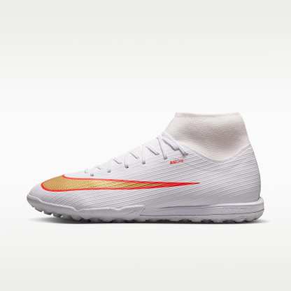 Nike Mercurial Superfly 11 Academy High-Top-Fußballschuh für Turf – Weiß/Bright Crimson/Blur