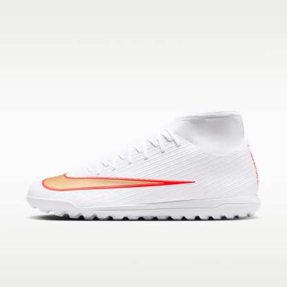 Nike Mercurial Superfly 11 Club High-Top-Fußballschuh für Turf – Weiß/Bright Crimson/Blur