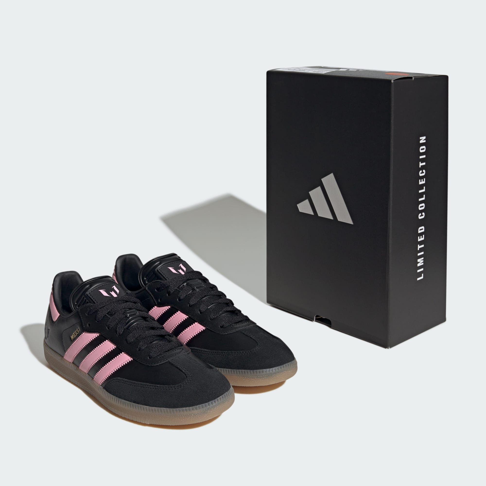 Samba Messi Schuh – Core Black / Gold Metallic / Gum – JP7845
