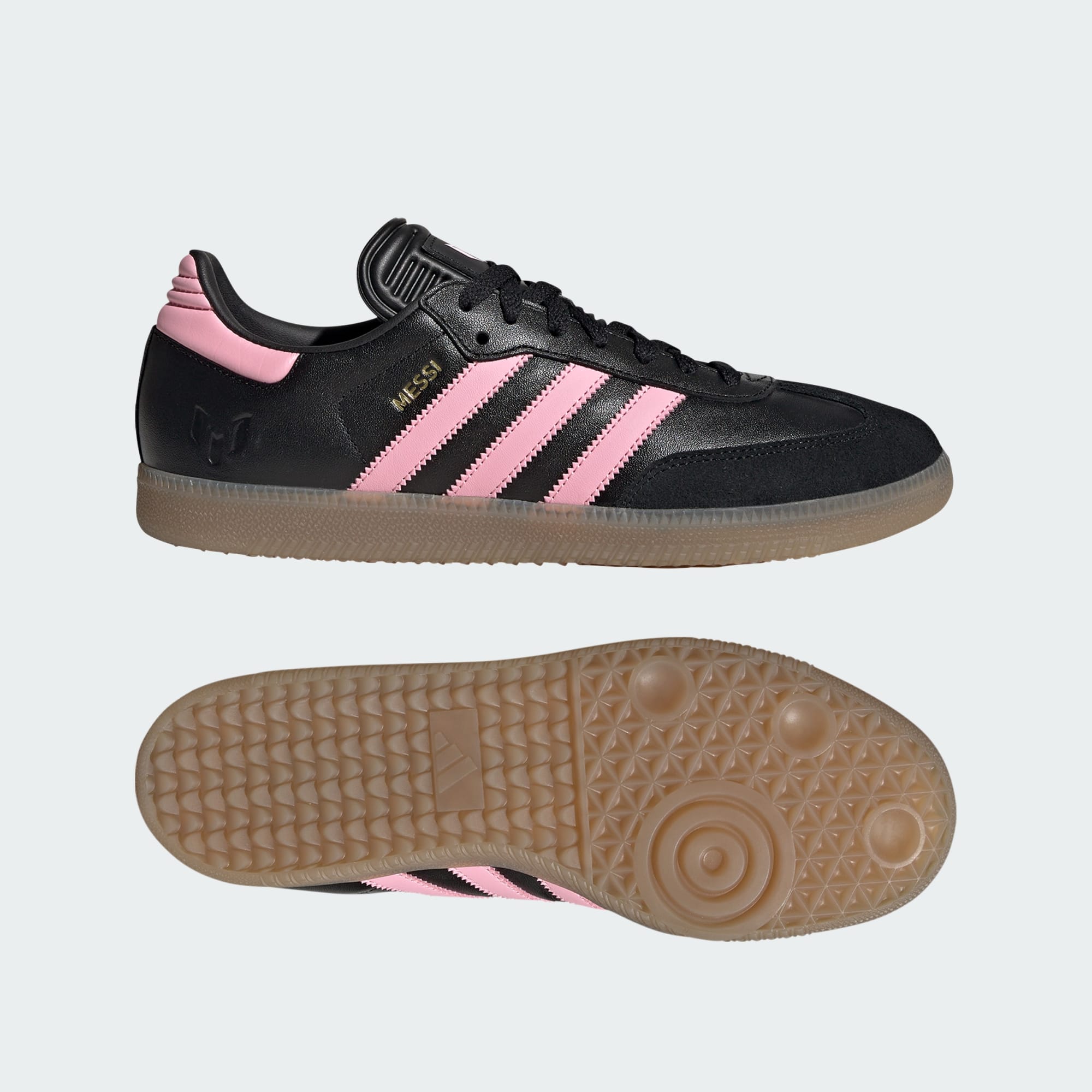 Samba Messi Schuh – Core Black / Gold Metallic / Gum – JP7845