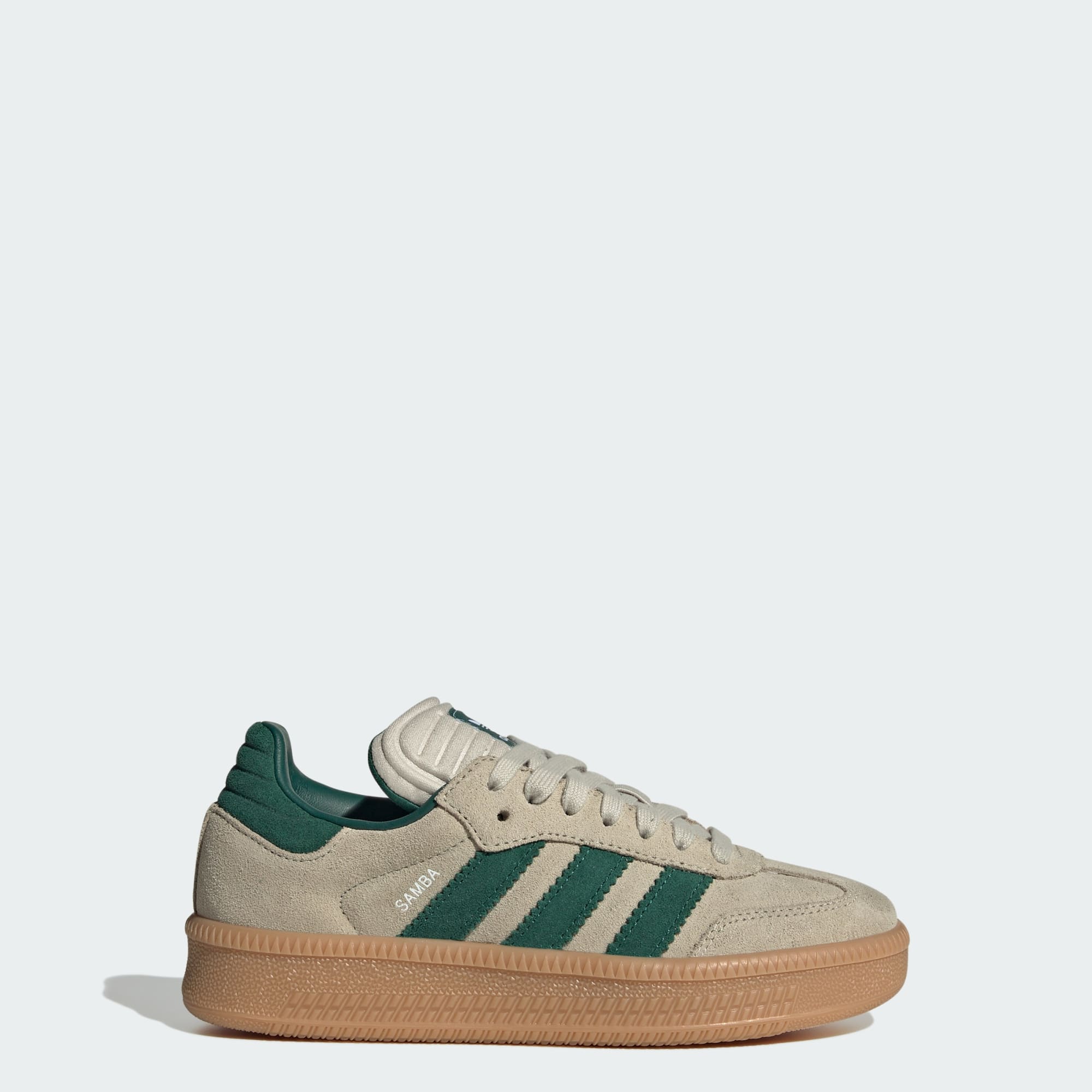 Samba XLG Kids Schuh – Putty Grey / Collegiate Green / Gum – JQ9886