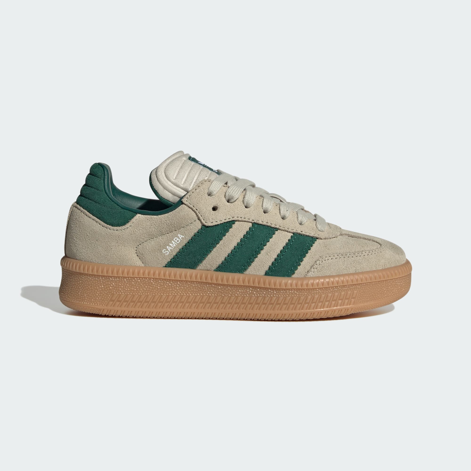 Samba XLG Kids Schuh – Putty Grey / Collegiate Green / Gum – JQ9886