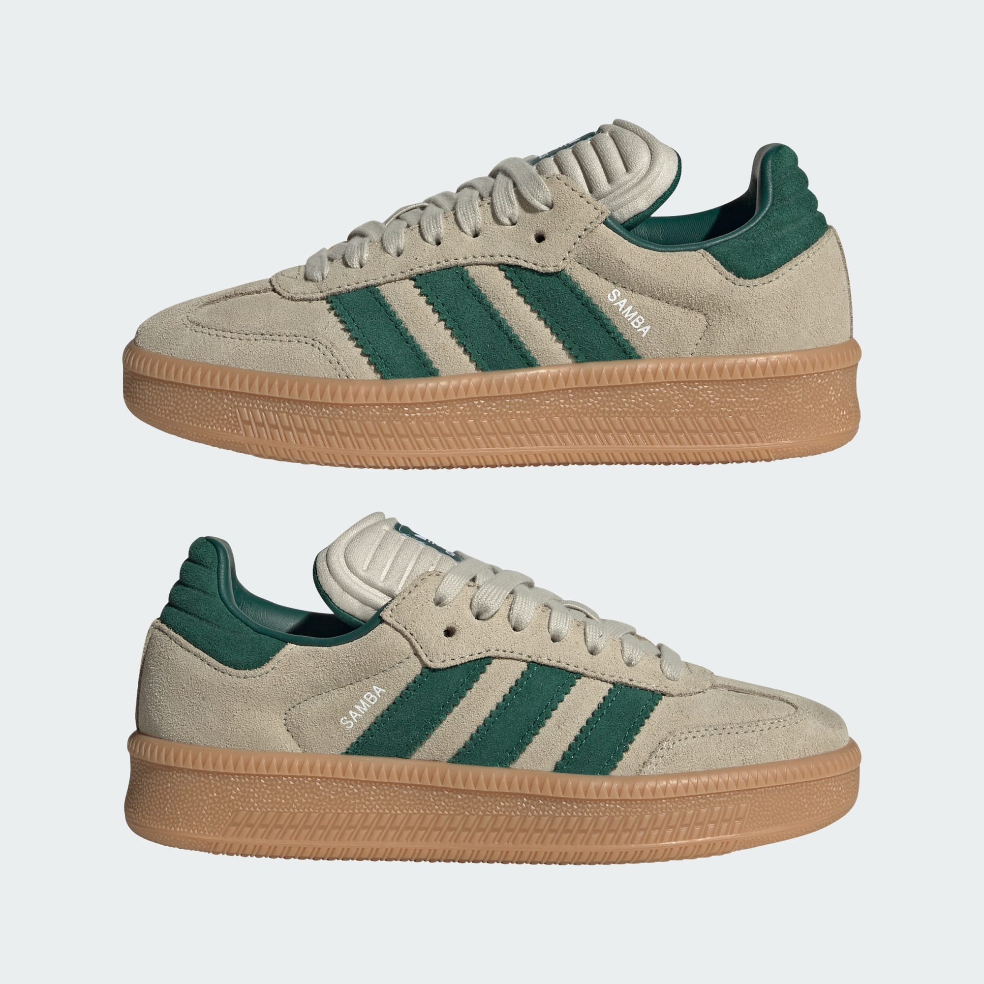 Samba XLG Kids Schuh – Putty Grey / Collegiate Green / Gum – JQ9886