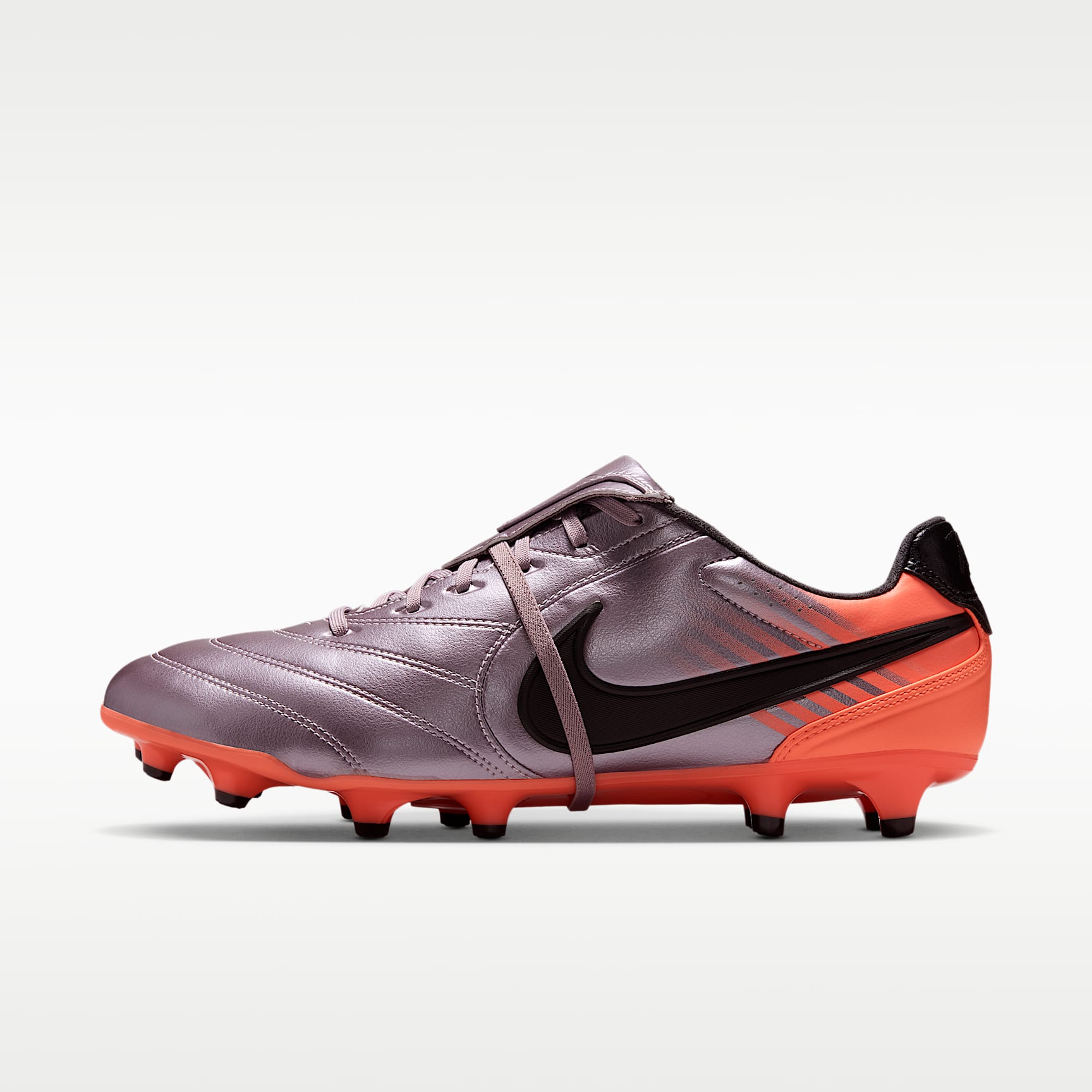 Nike Tiempo Ligera Pro Low-Top-Fußballschuh für normalen Rasen – Bleached Lilac/Total Orange/Schwarz