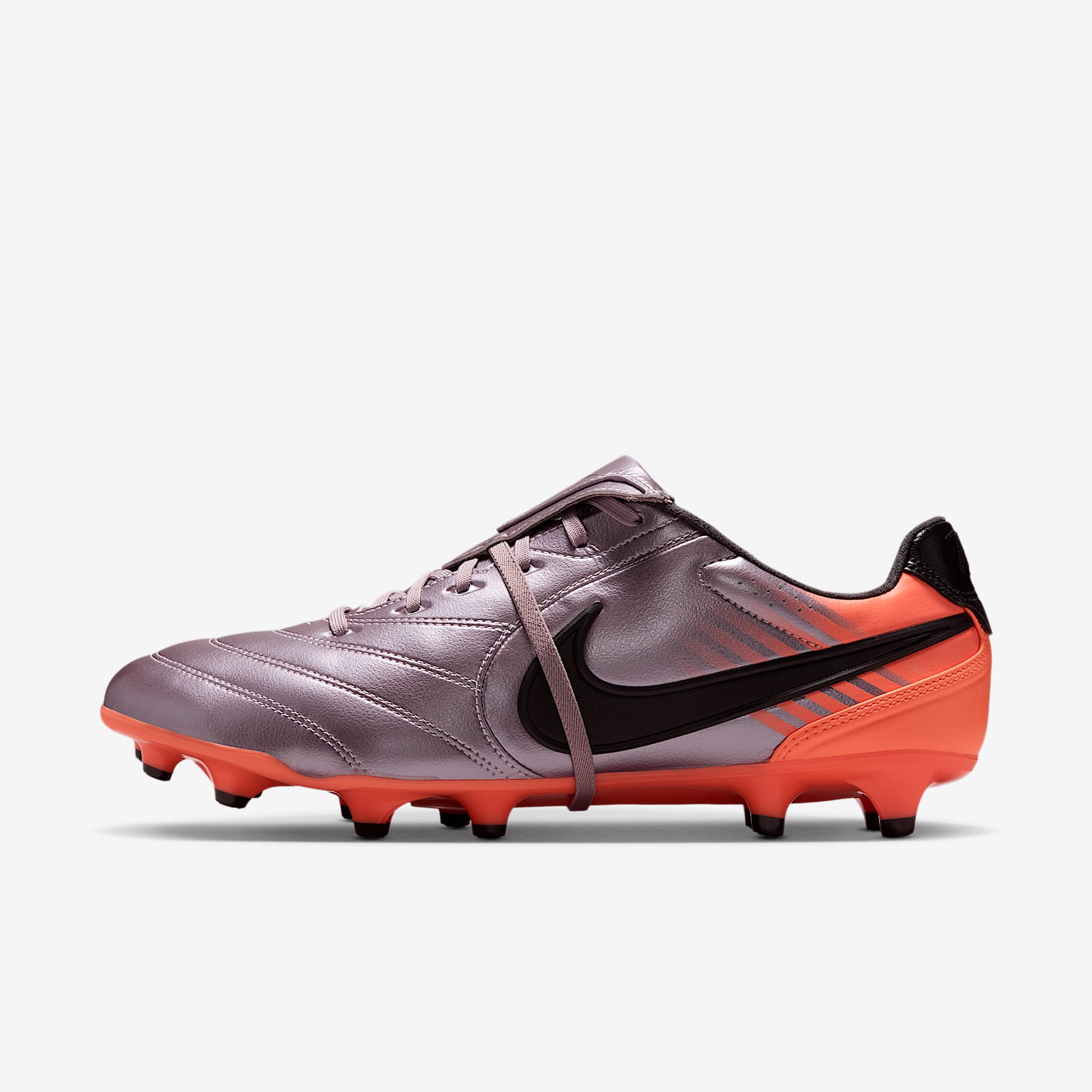 Nike Tiempo Ligera Pro Low-Top-Fußballschuh für normalen Rasen – Bleached Lilac/Total Orange/Schwarz