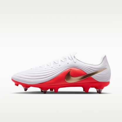 Nike Tiempo Maestro Academy Low Top Fußballschuh für weichen Rasen – Weiß/Bright Crimson/Blur