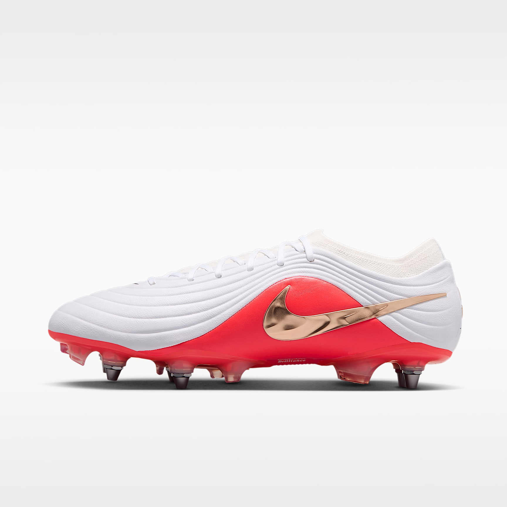 Nike Tiempo Maestro Elite Low Top Fußballschuh für weichen Rasen – Weiß/Bright Crimson/Blur