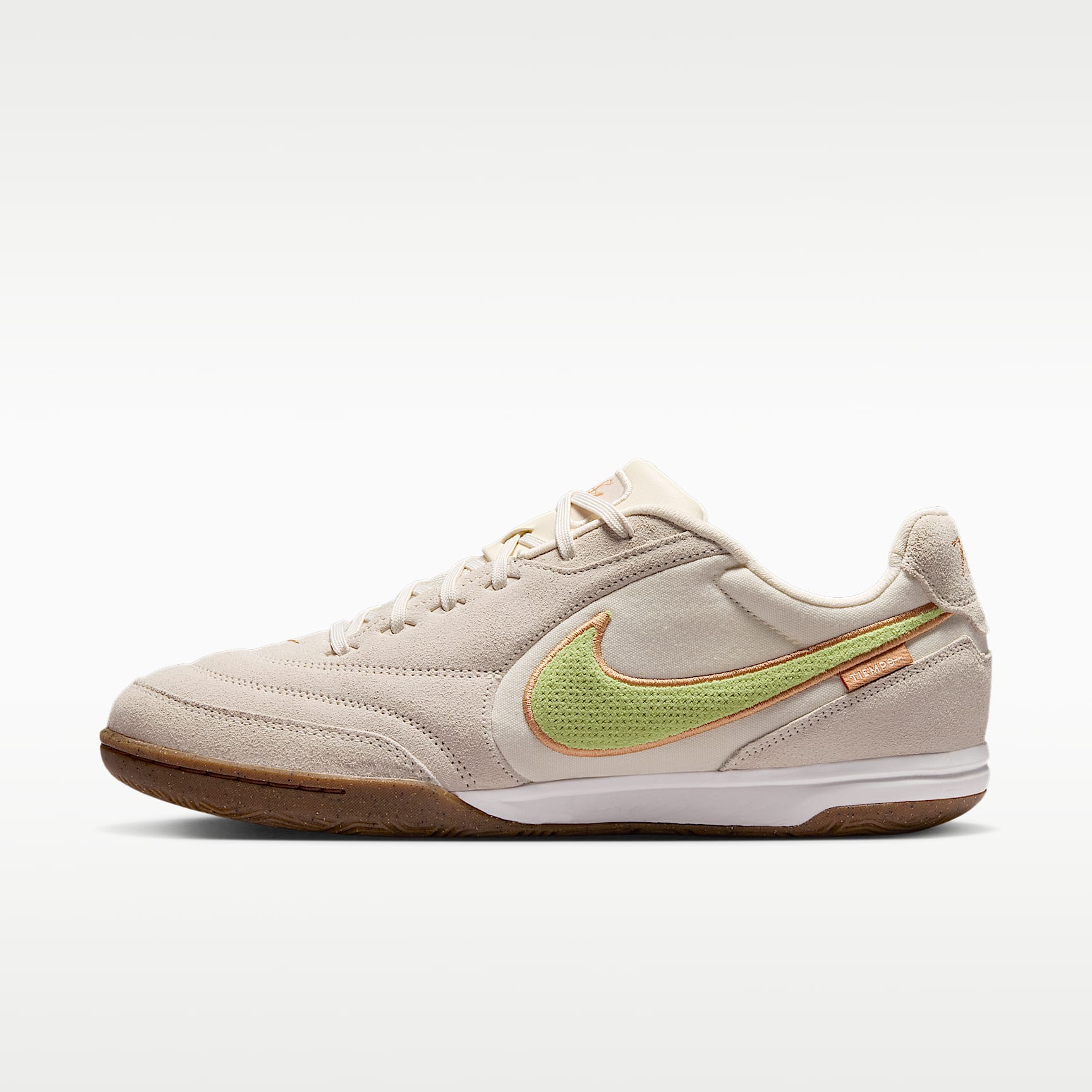 Nike Tiempo Streetgato PRM Low-Top-Fußballschuh für Hallen- und Hartplätze – Chalk/Moon Particle/Lemon Venom