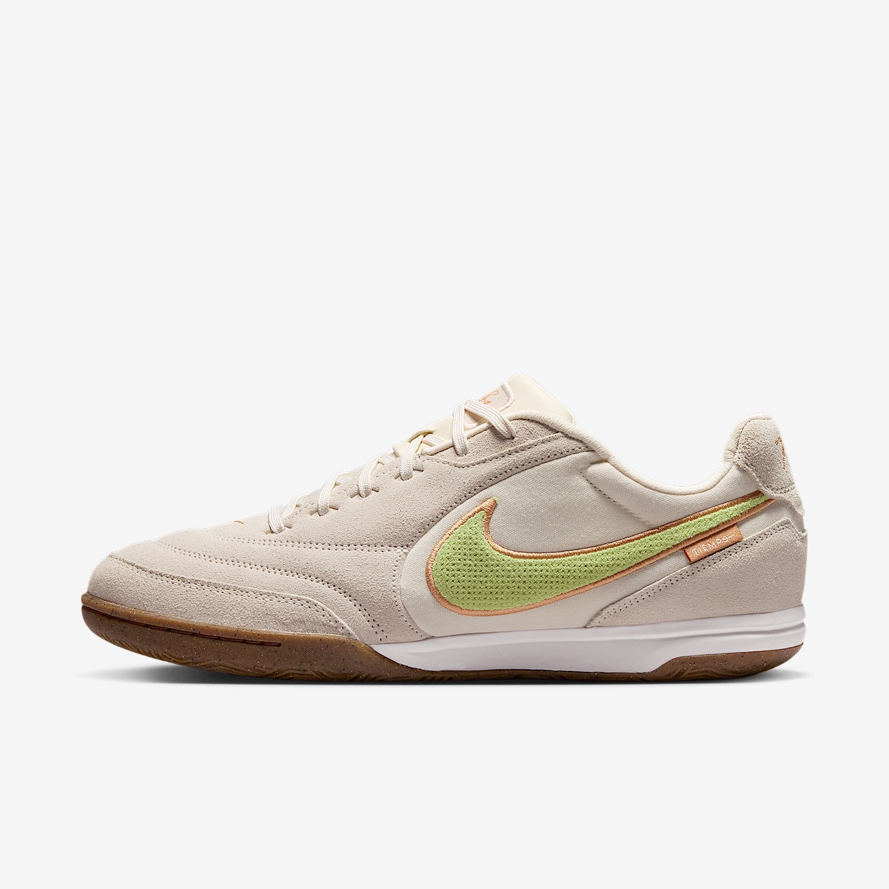 Nike Tiempo Streetgato PRM Low-Top-Fußballschuh für Hallen- und Hartplätze – Chalk/Moon Particle/Lemon Venom