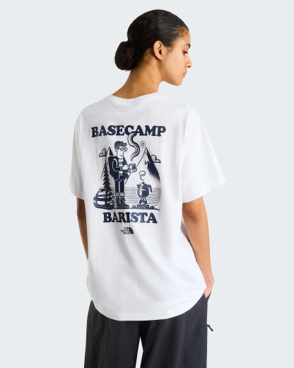Unisex Basecamp Barista Graphic T-Shirt mit lockerer Passform – TNF White-Summit Navy