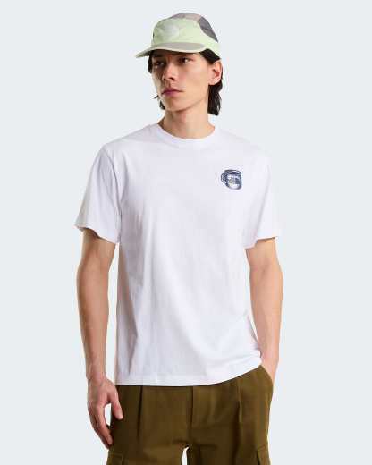 Unisex Basecamp Barista Graphic T-Shirt mit lockerer Passform – TNF White-Summit Navy