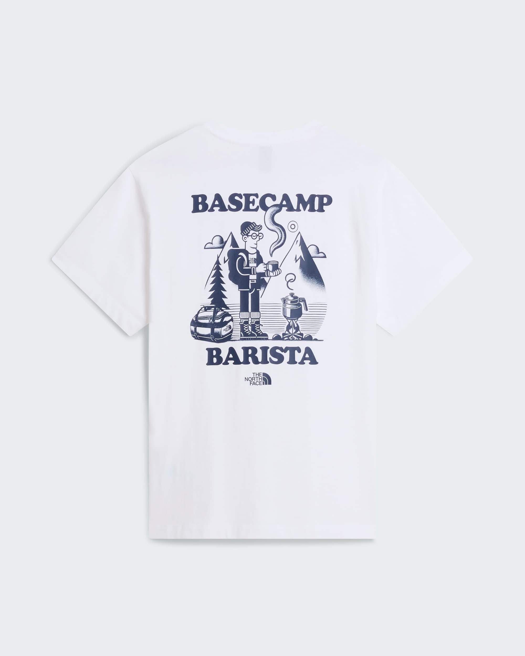 Unisex Basecamp Barista Graphic T-Shirt mit lockerer Passform – TNF White-Summit Navy