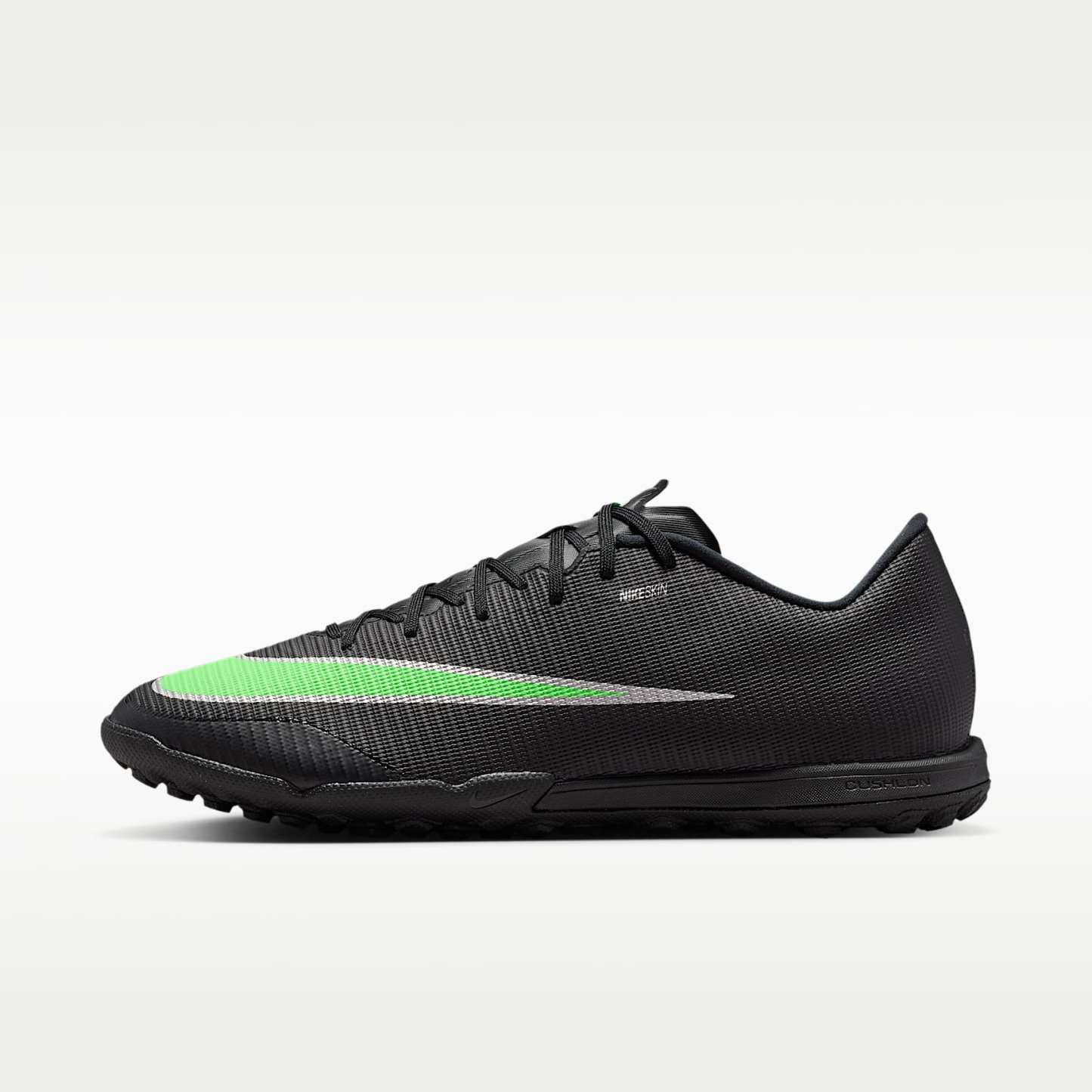 Nike Mercurial Vapor 17 Academy Low-Top-Fußballschuh für Turf – Schwarz/Schwarz/Illusion Green