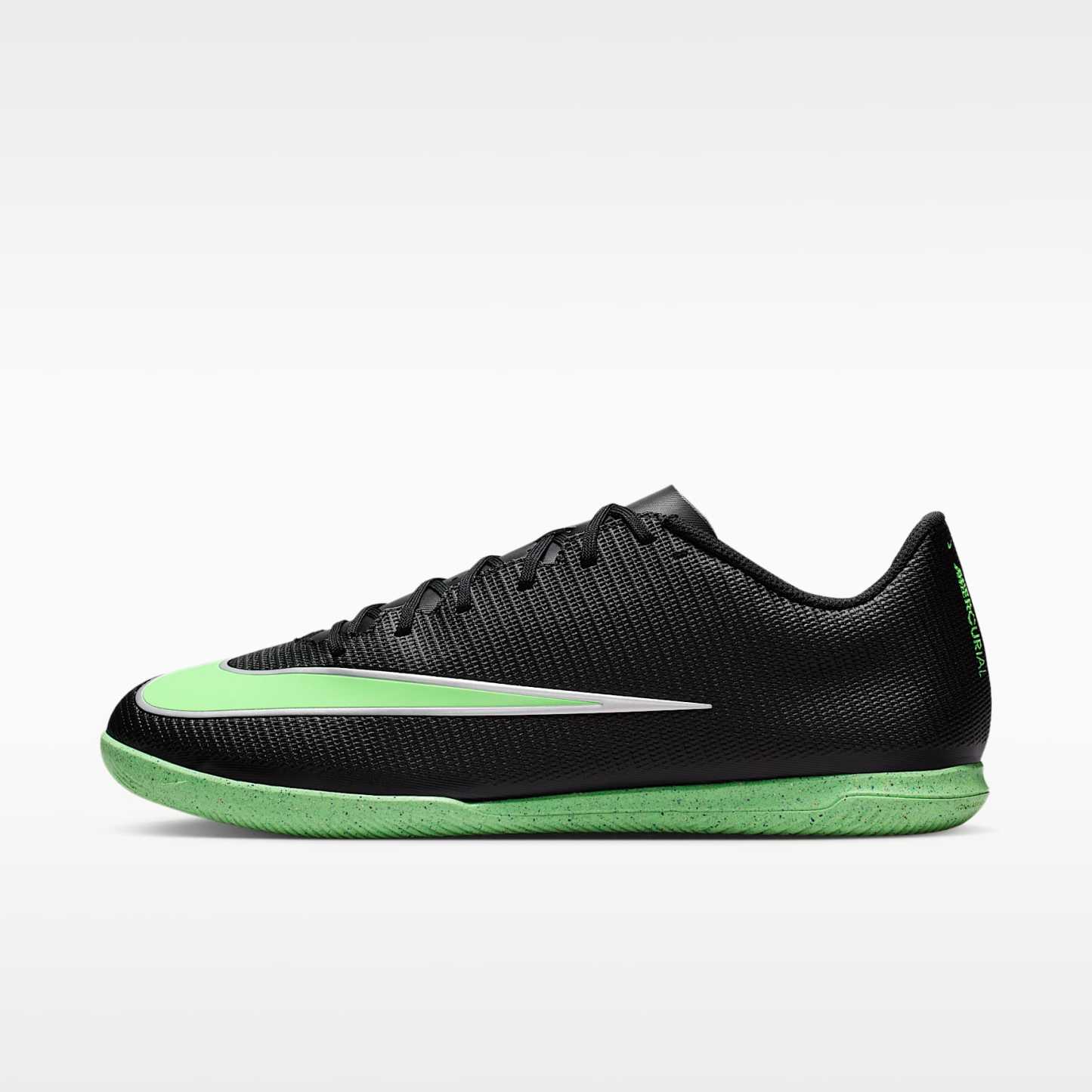 Nike Mercurial Vapor 17 Club Low-Top-Fußballschuh für Hallen- und Hartplätze – Schwarz/Schwarz/Illusion Green